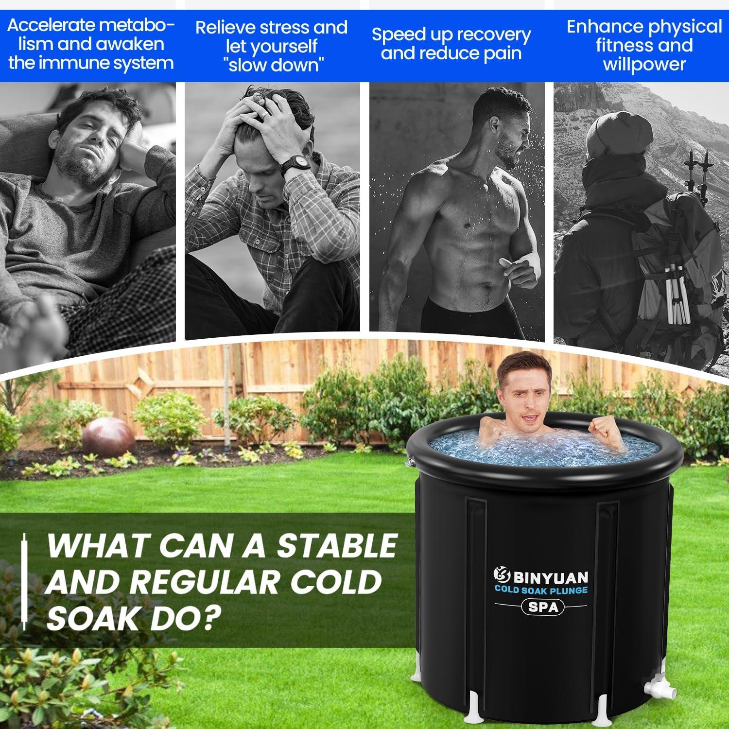 BINYUAN Large Ice Bath Tub Portable Cold Water Tub Cold Therapy Tub for Athlete Recovery