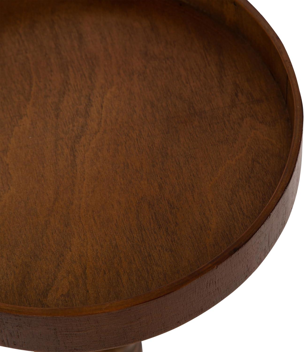 Kate and Laurel Bellport Pedestal End Table, 10x10x22, Rustic Brown