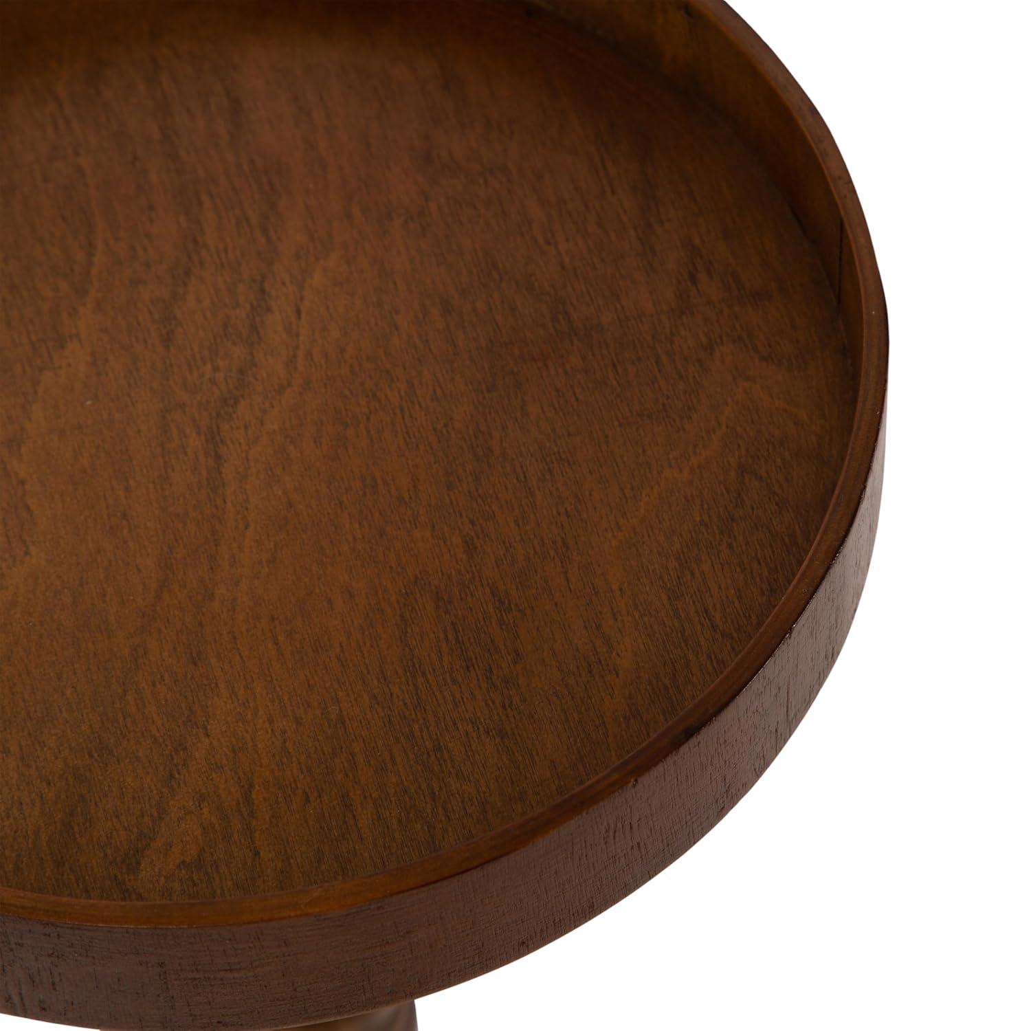 Kate and Laurel Bellport Pedestal End Table, 10x10x22, Rustic Brown