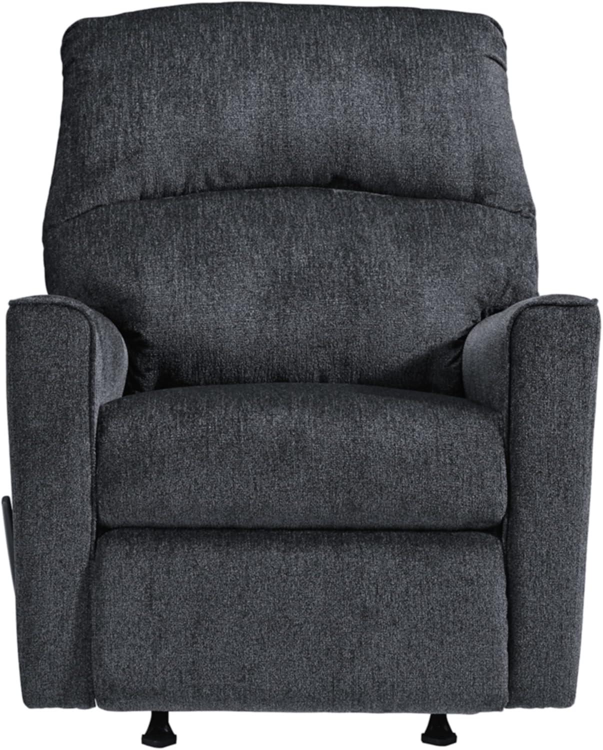 Slate Gray Metal Frame Rocker Recliner with Plush Upholstery