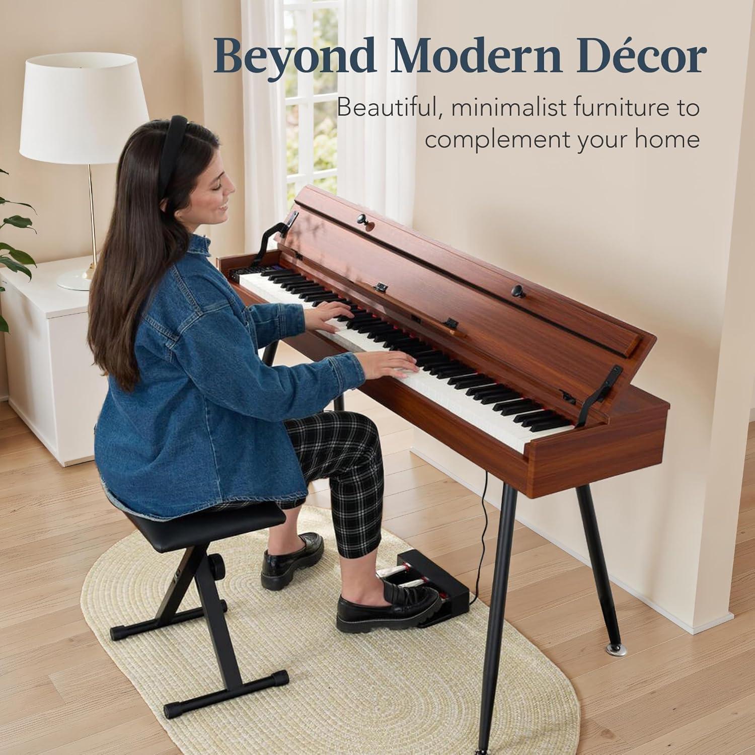 Best Choice Products Best Choice Product Modern 88 Key Fully Weighted Desk Style Digital Piano w/ Metal Legs, 3 Sustain Pedal - Natural