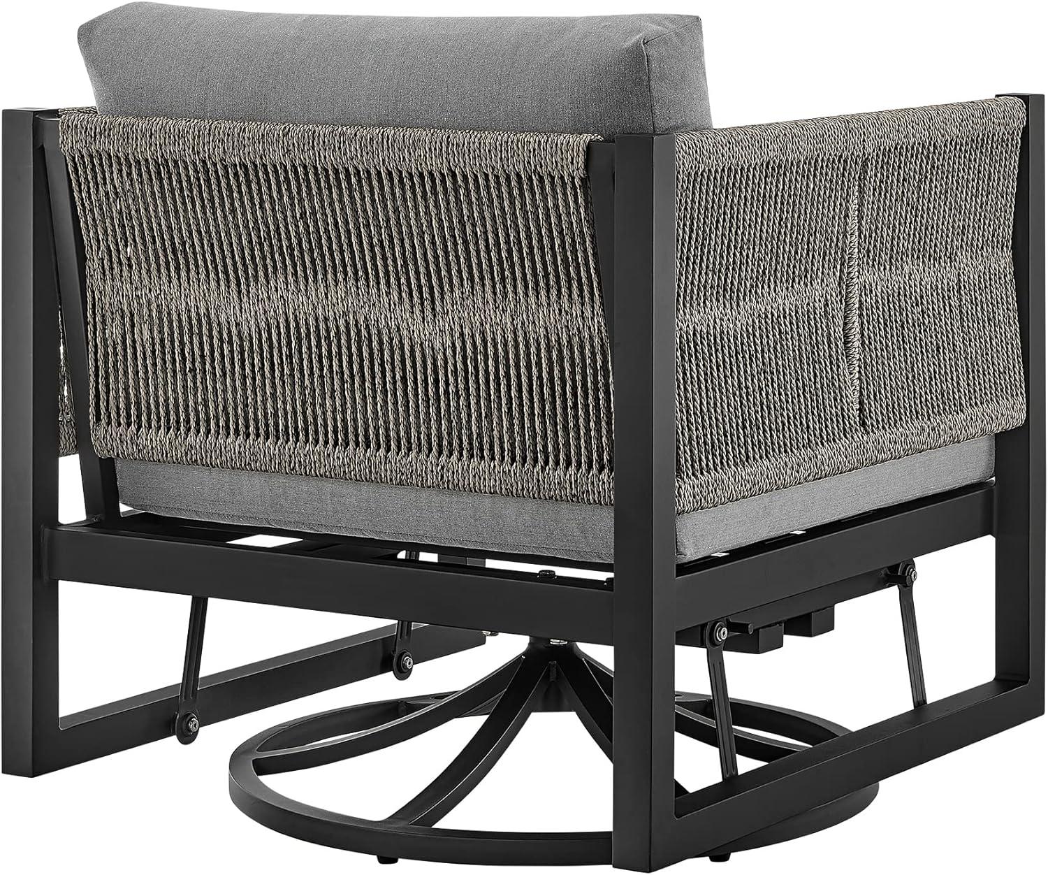 Armen Living Glider Upholstered Aluminum Lounge Chair, Black