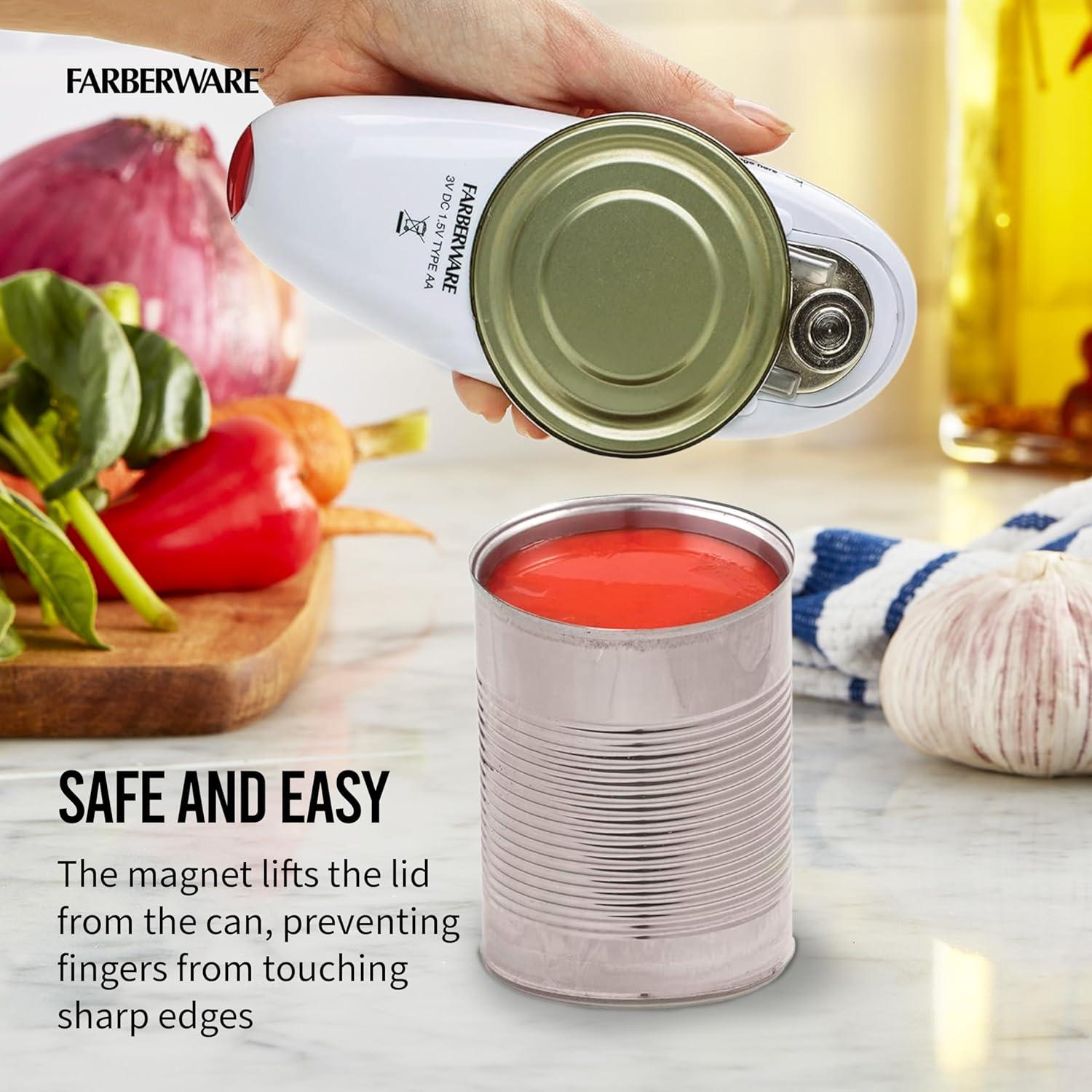 Red and White Hands-Free Automatic Can Opener