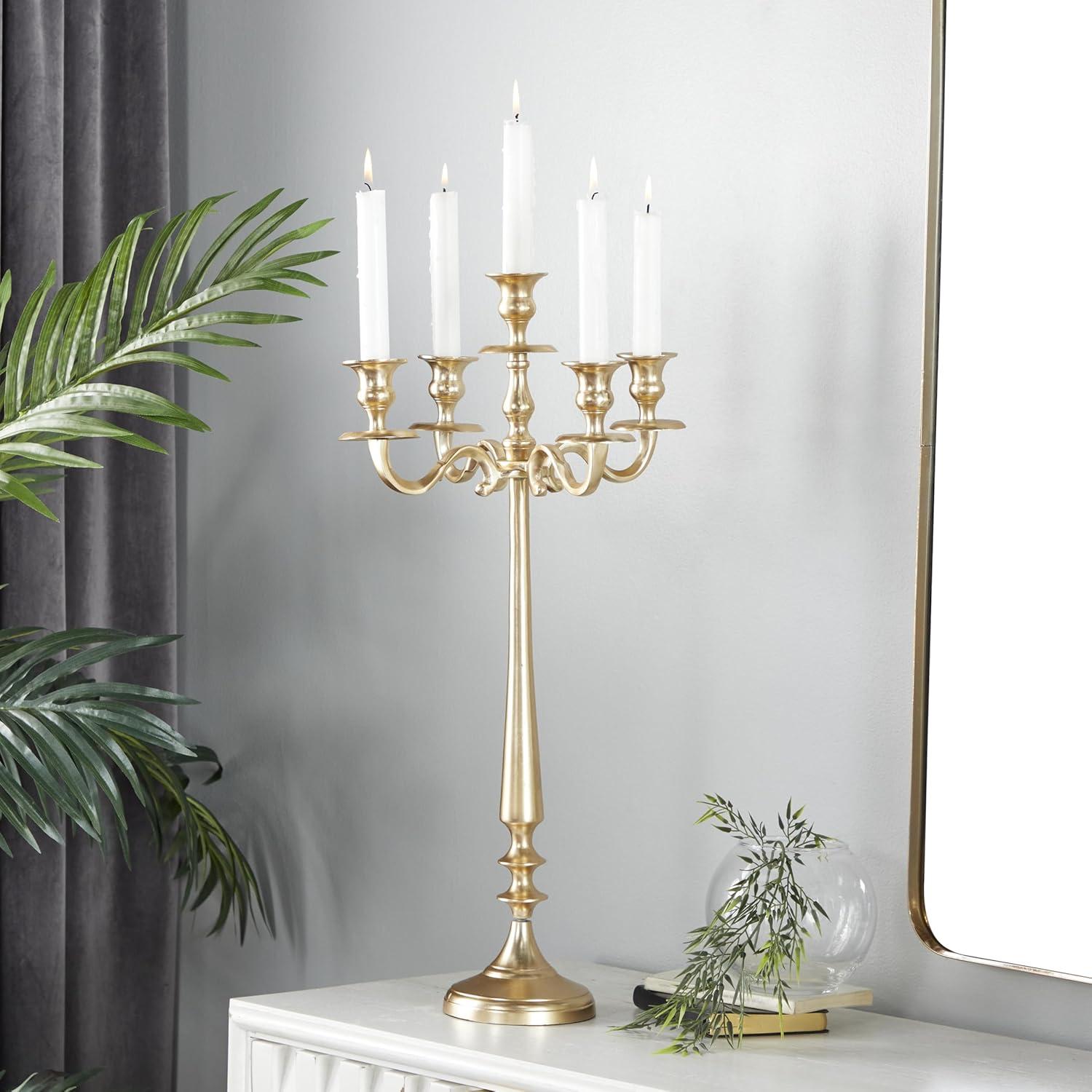 DecMode 5 Holder Silver Aluminum Metal Candelabra