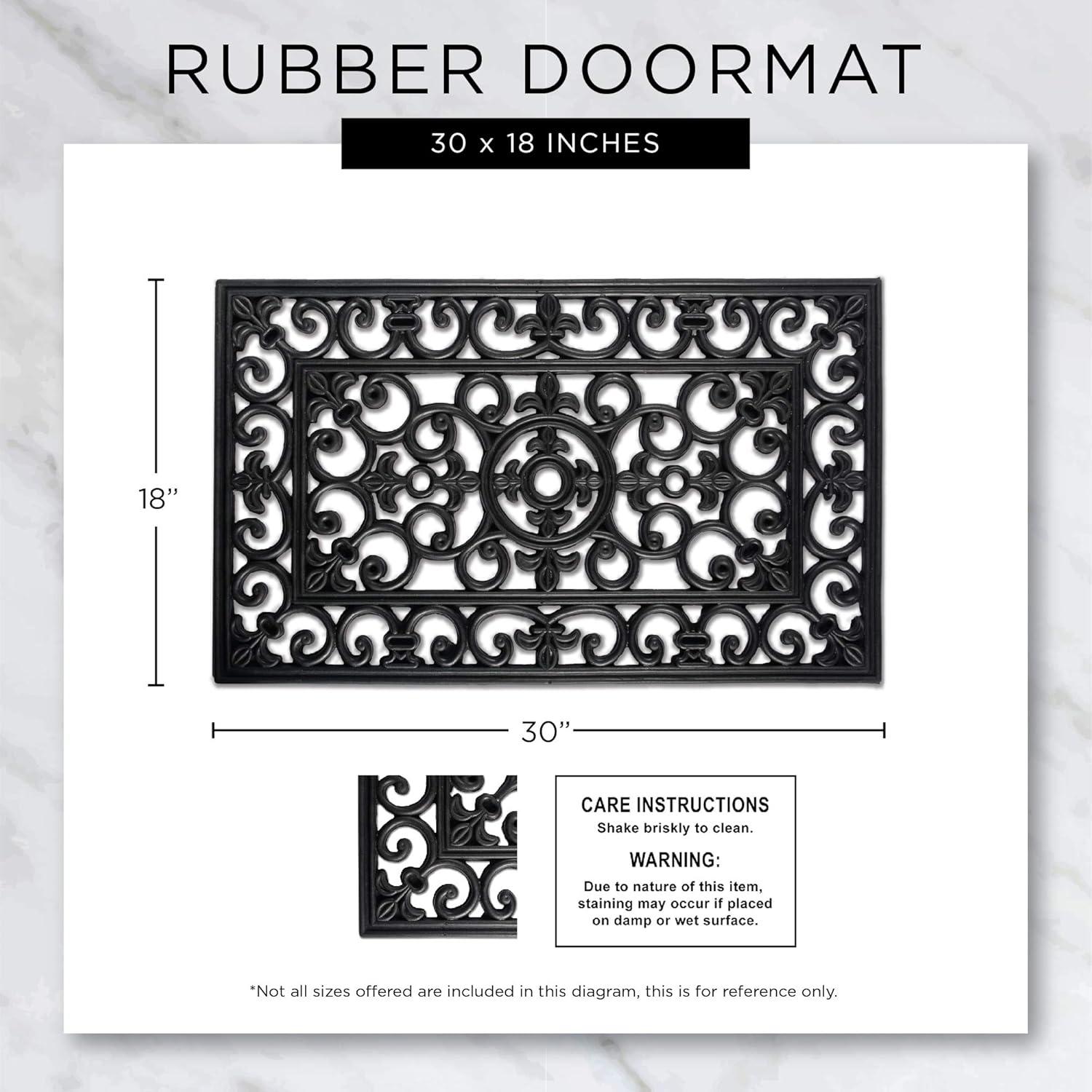 DII Rubber Doormats Collection All Weather, 18x30", Sun Scroll