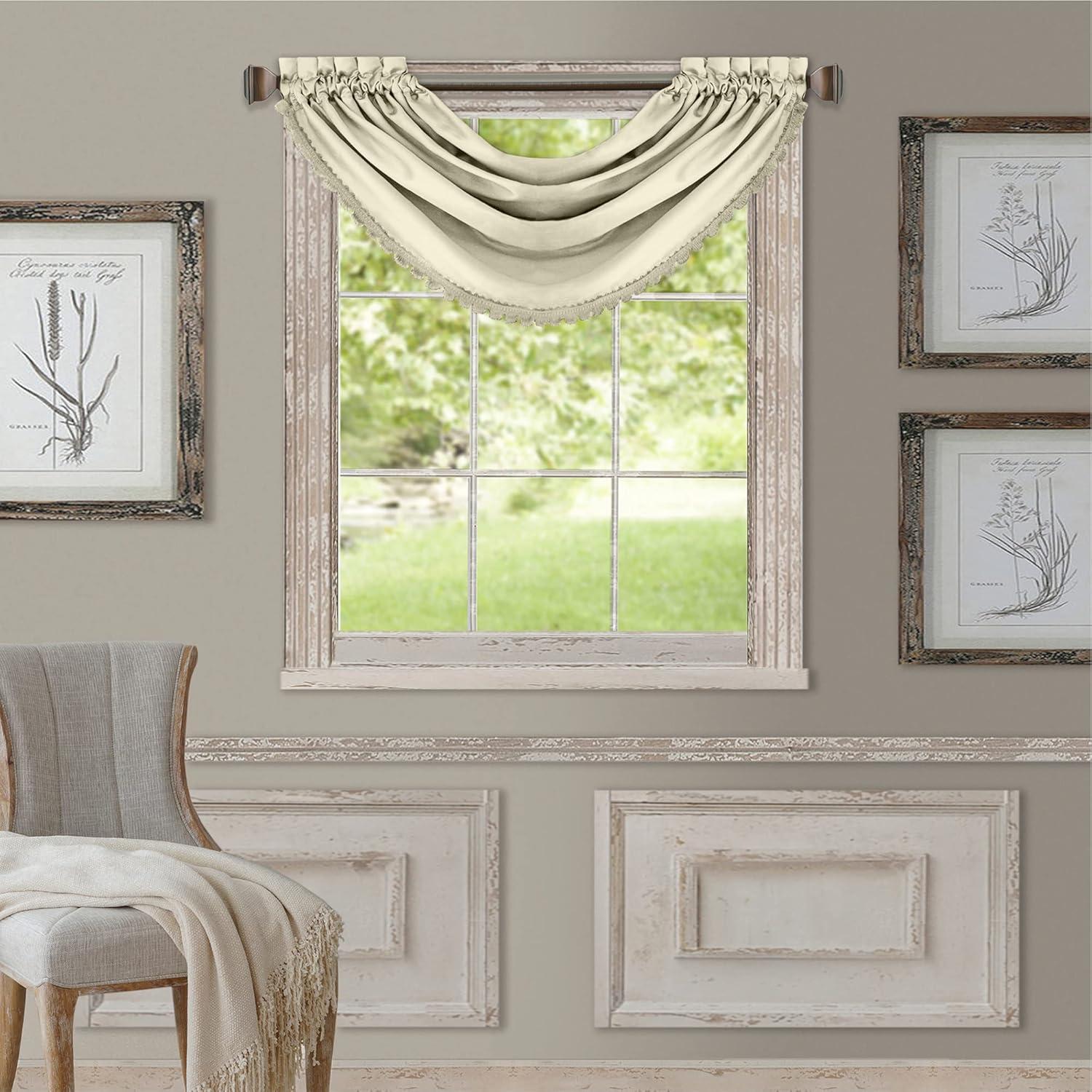 Elrene All Seasons Single Waterfall Window Valance - 52" x 36" - Elrene Home Fashions