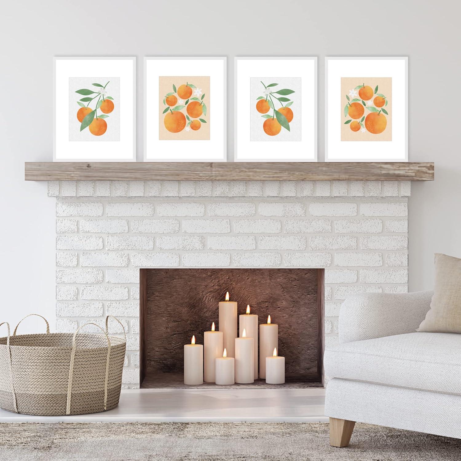 Big Dot of Happiness Little Clementine - Unframed Orange Citrus Kitchen Linen Paper Wall Art - Set of 4 - Artisms - 8 x 10 inches