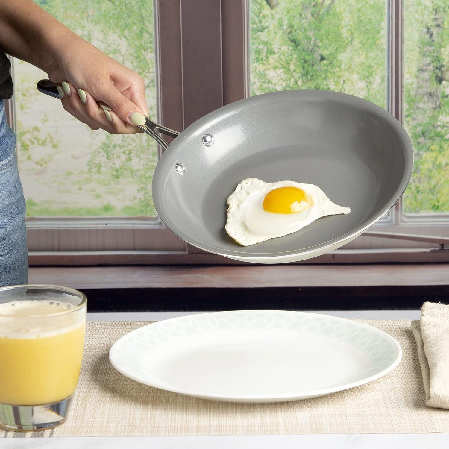 Cream 12-Piece Nonstick Aluminum Cookware Set with Glass Lids