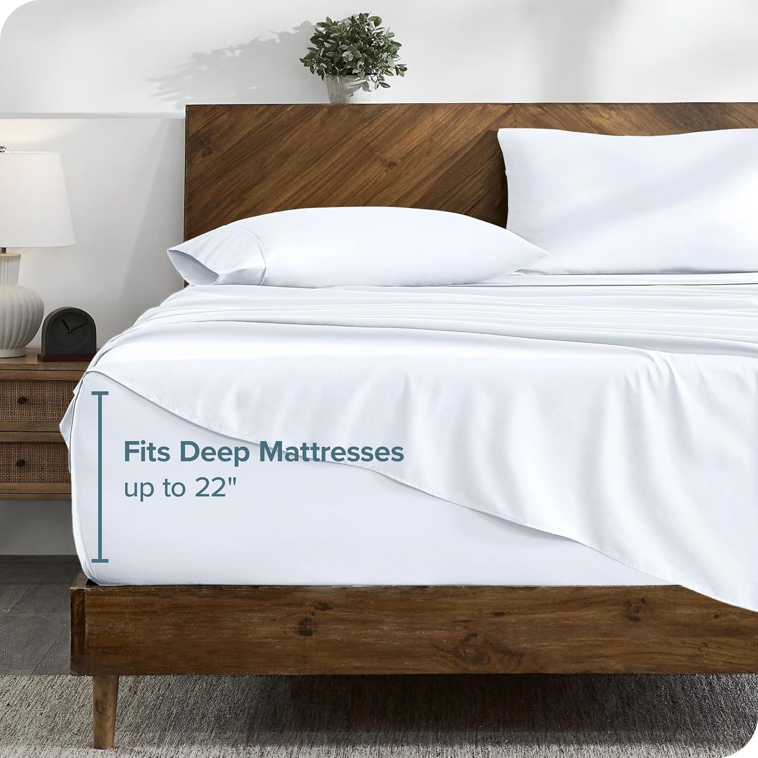 Queen Cypress 22 Inch Extra Deep Pocket Sheet Set, Double Brushed Microfiber Sheets by Bare Home