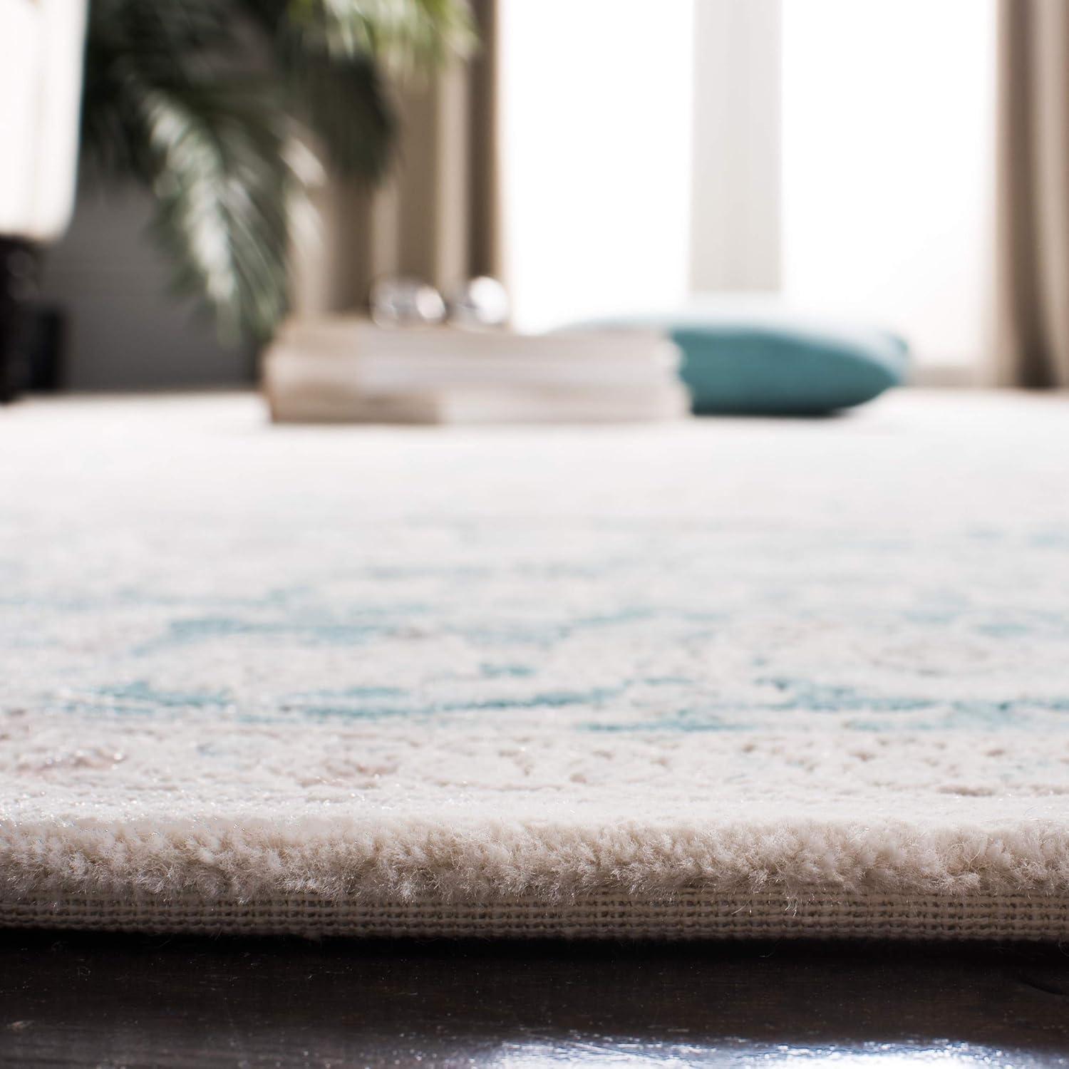 SAFAVIEH Passion Collection Area Rug - 8' x 11', Turquoise & Ivory, Vintage Distressed Design, Non-Shedding & Easy Care, Ideal for High Traffic Areas in Living Room, Bedroom (PAS405B)