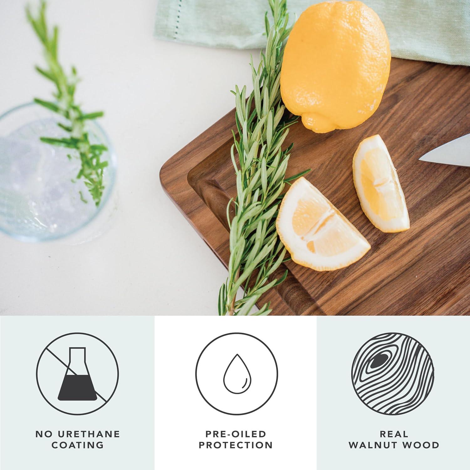 Rossie Home Black Walnut Reversible Cutting Board with Juice Grooves, 14" x 11" x 1"