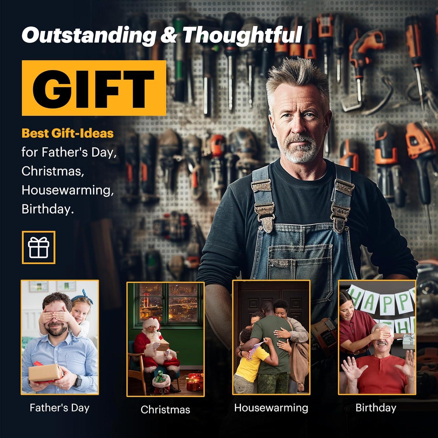 Spampur Power Tool Organizer Wall Mount with Charging Station, Garage Tool Shelf 6 Drill Holders, Tool Battery Holder with Plier holder Heavy Duty Rack, Tool Storage Rack with 4 Outlet Power Strip