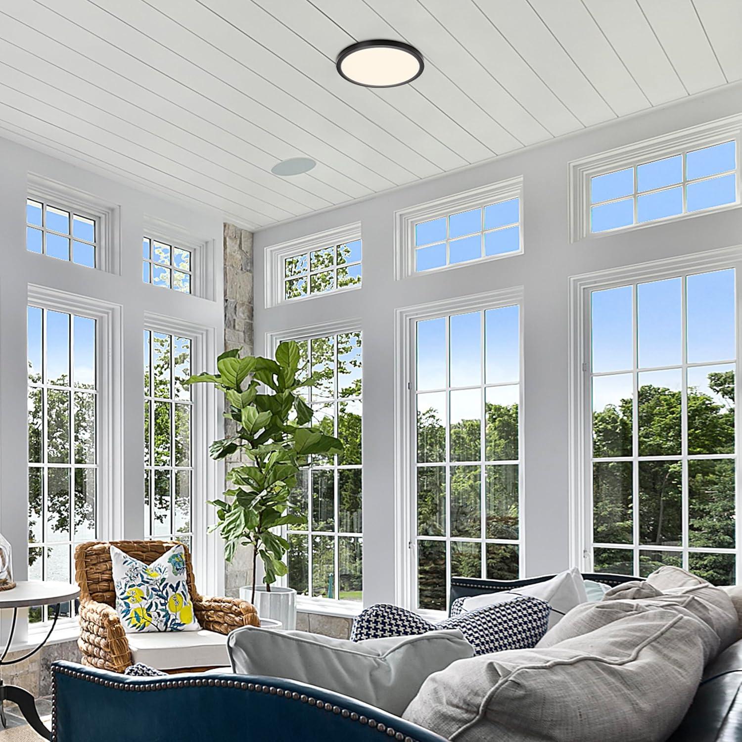 Maxxima 12 in. LED Flush Mount Ceiling Light, 5 CCT Round Panel Light