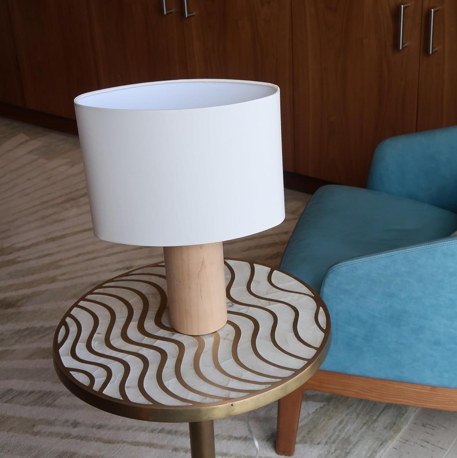 Mia 15.75" Midcentury LED Table Lamp With Natural Maple Wood Base