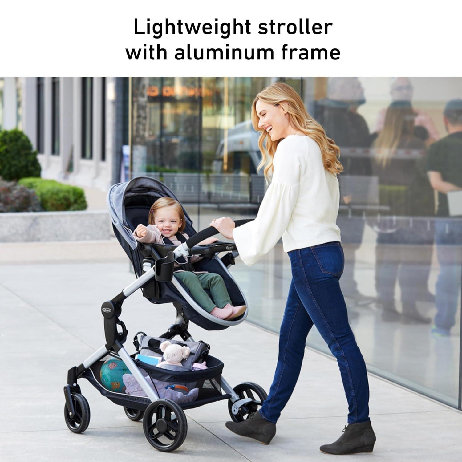 Gray and Black Aluminum 3-in-1 Bassinet Stroller Travel System