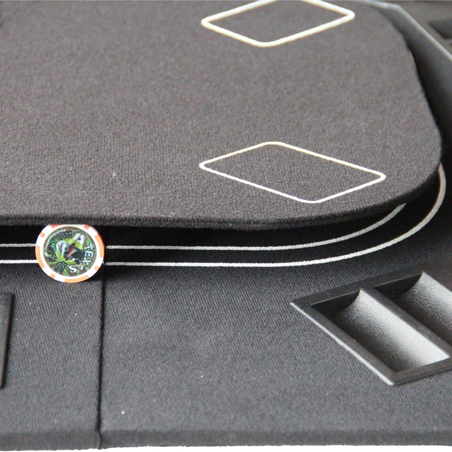 INO Design 63" Portable Texas Holdem Casino Game Mat 3 in 1 for Poker Blackjack Roulette Folding Poker Table Top Black