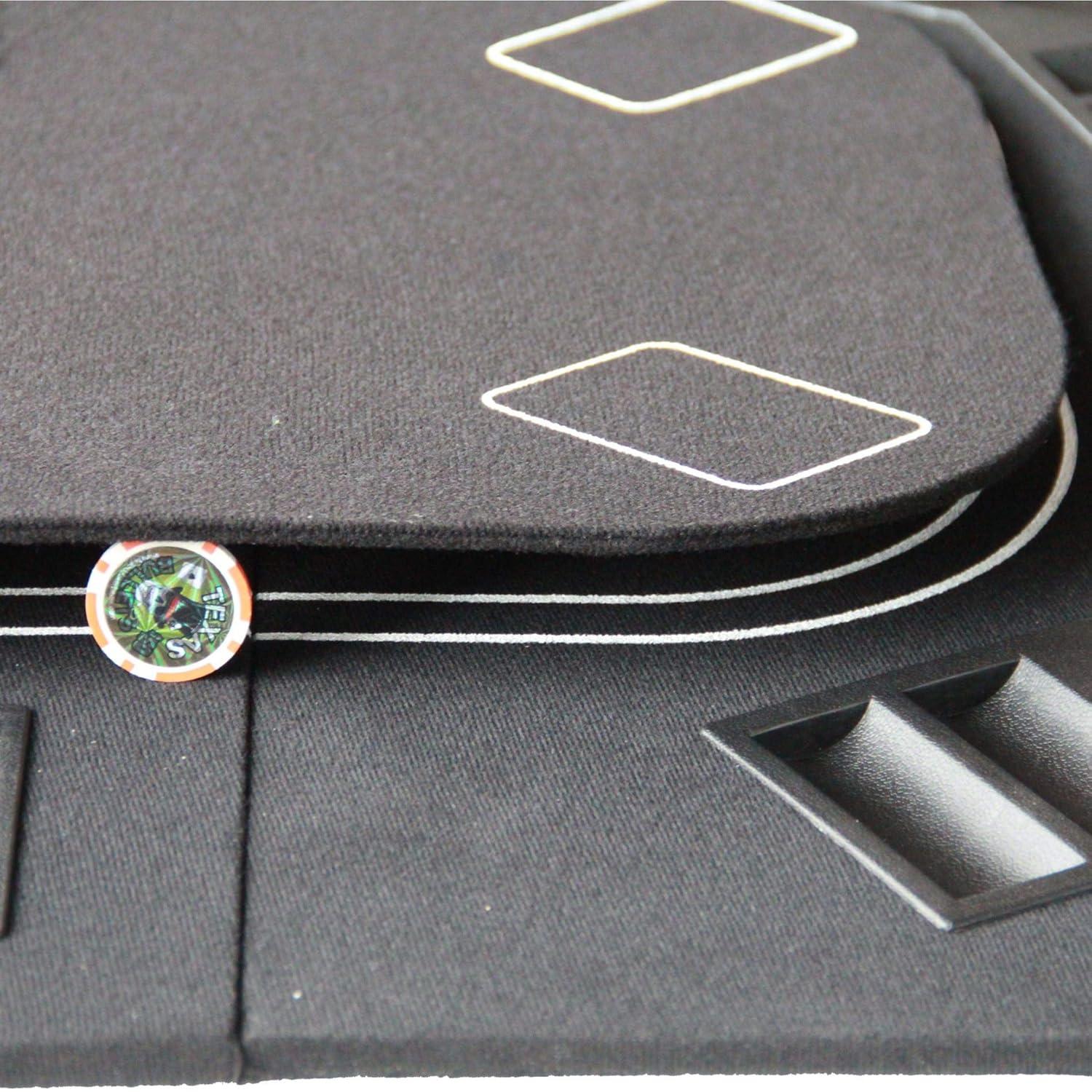 INO Design 63" Portable Texas Holdem Casino Game Mat 3 in 1 for Poker Blackjack Roulette Folding Poker Table Top Black