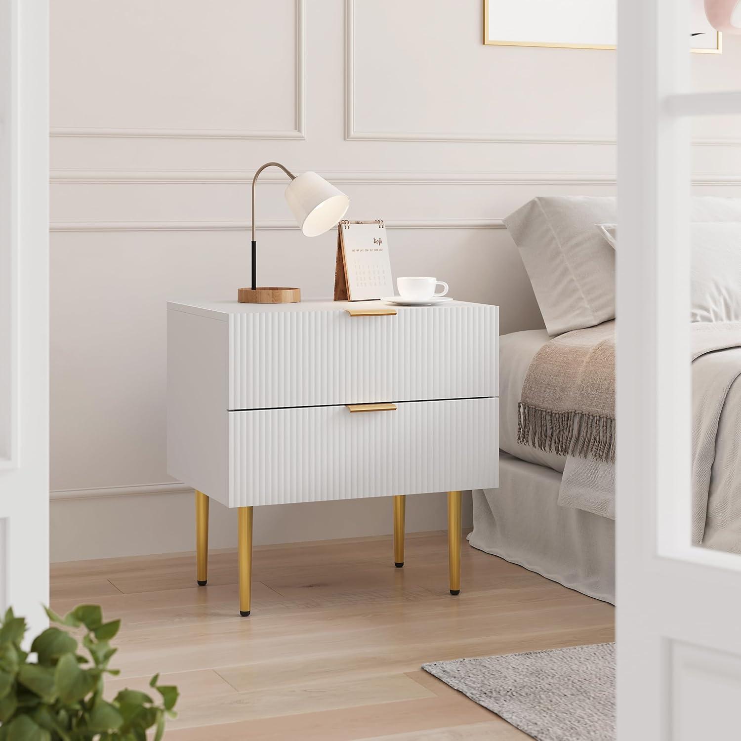 Rishaw Fluted Nightstand With 2 Drawers