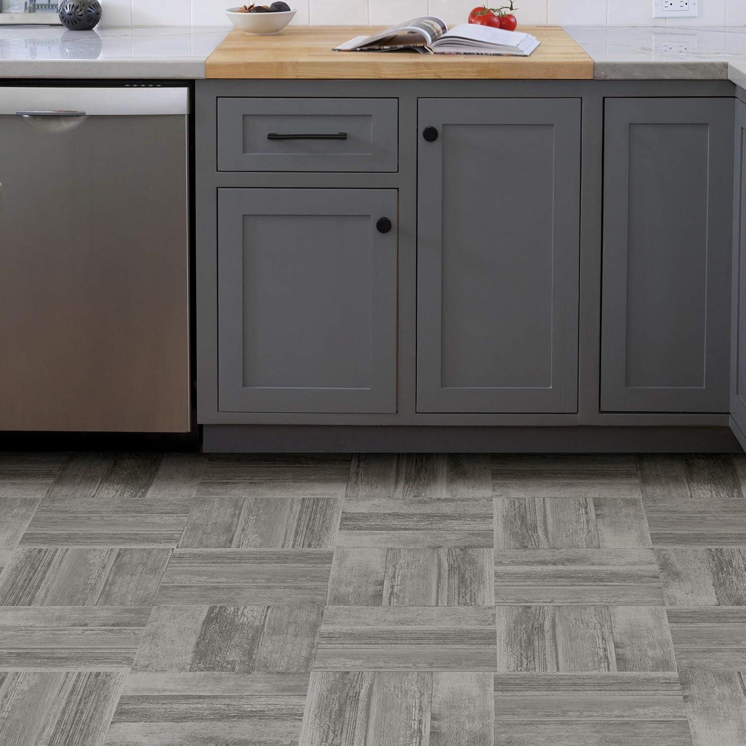 Vanleer Grey 12" x 12" Peel & Stick Vinyl Floor Tiles