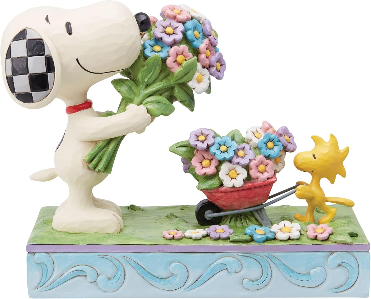 Jim Shore Fresh Picked Blooms - One Figurine 6 Inch, Polyresin - Snoopy Woodstock Flowers 6014344