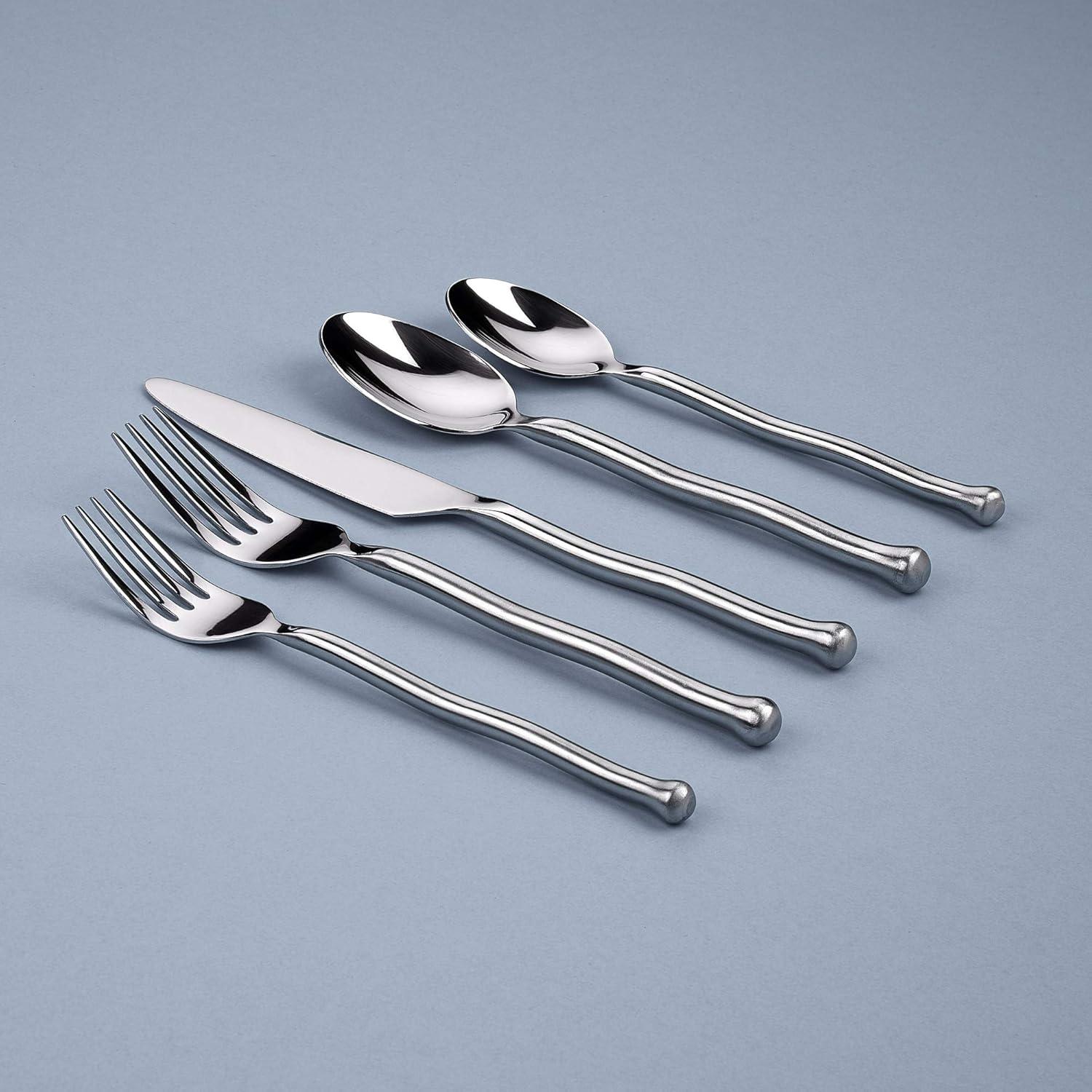 Exotique Platinum 20-Piece Stainless Steel Flatware Set