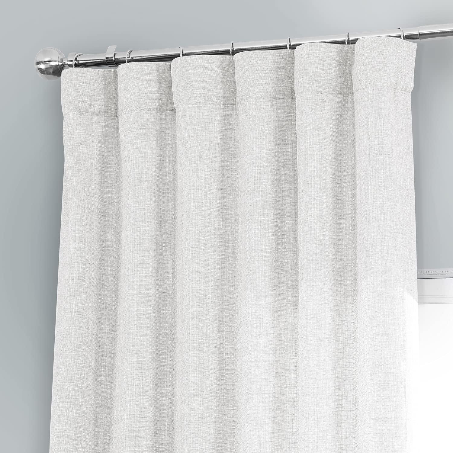 HPD Half Price Drapes Magnolia Off White Italian Faux Linen Room Darkening Curtains with Rod Pocket - 1 Panel - Window Curtains for Living Room & Curtains for Bedroom, 50W X 84L