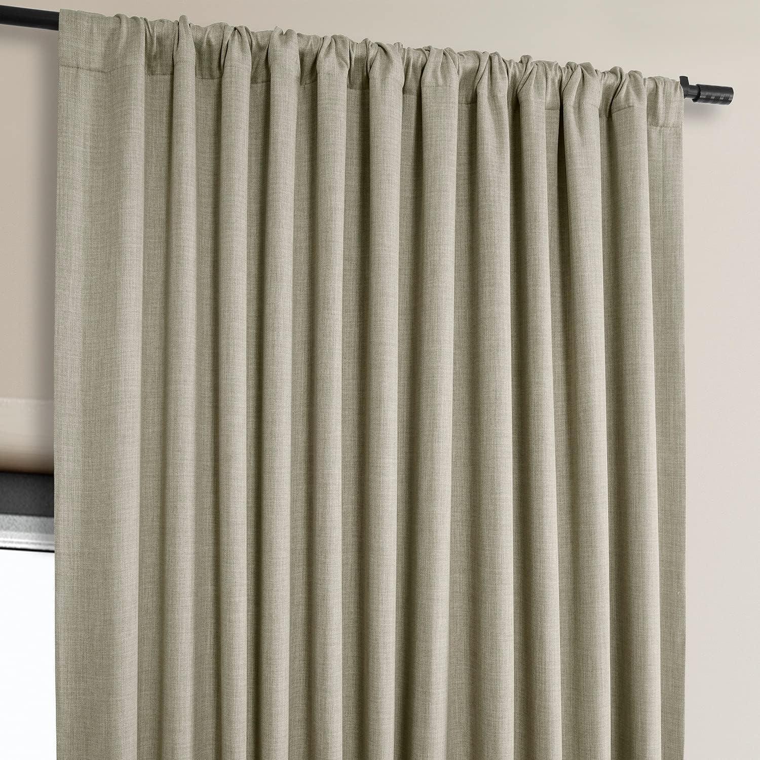 Oatmeal Faux Linen Extra Wide Room Darkening Curtain (1 Panel), Oatmeal, 100W X 108L