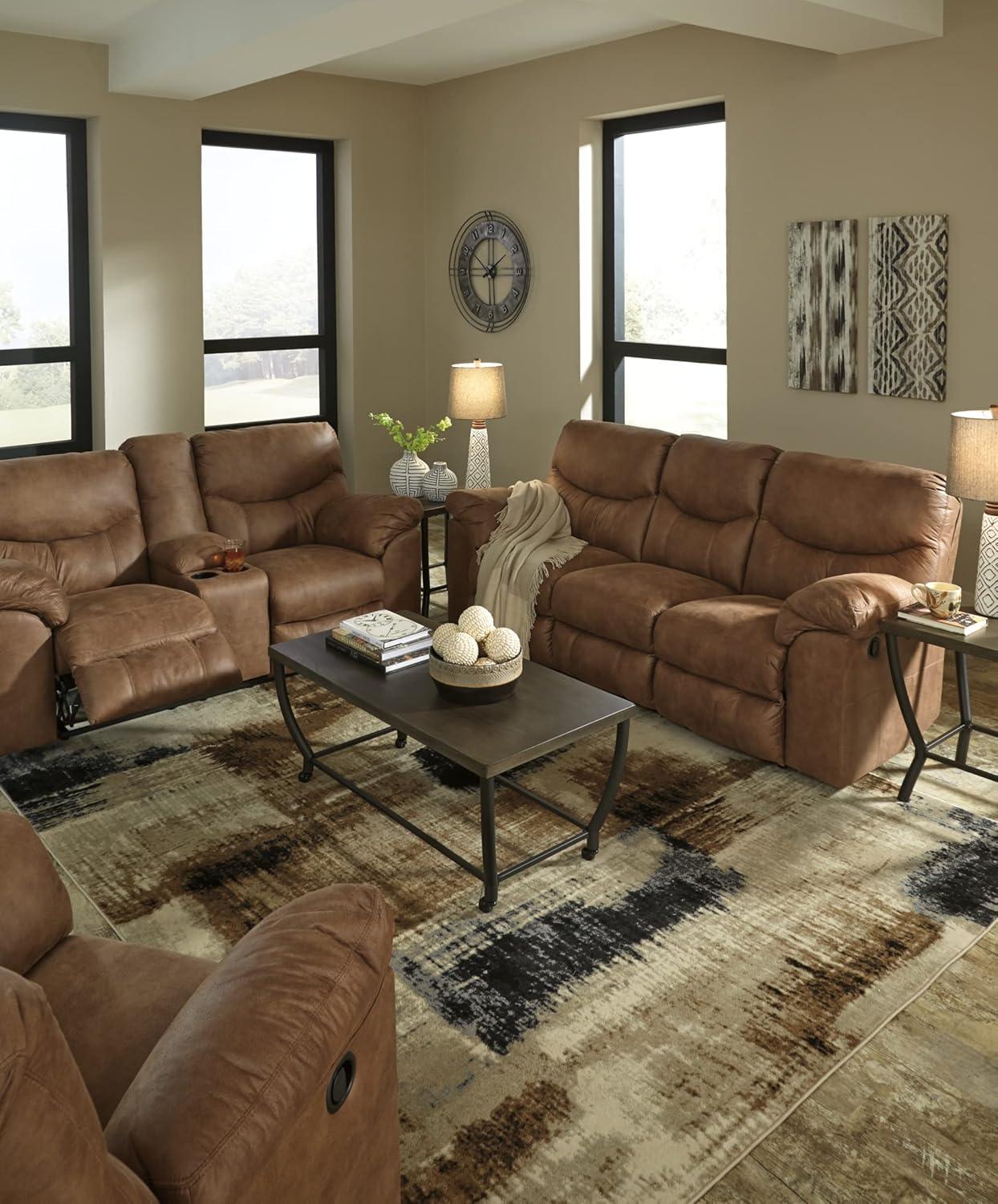 Signature Design by Ashley Boxberg Reclining Loveseat with Console in Bark