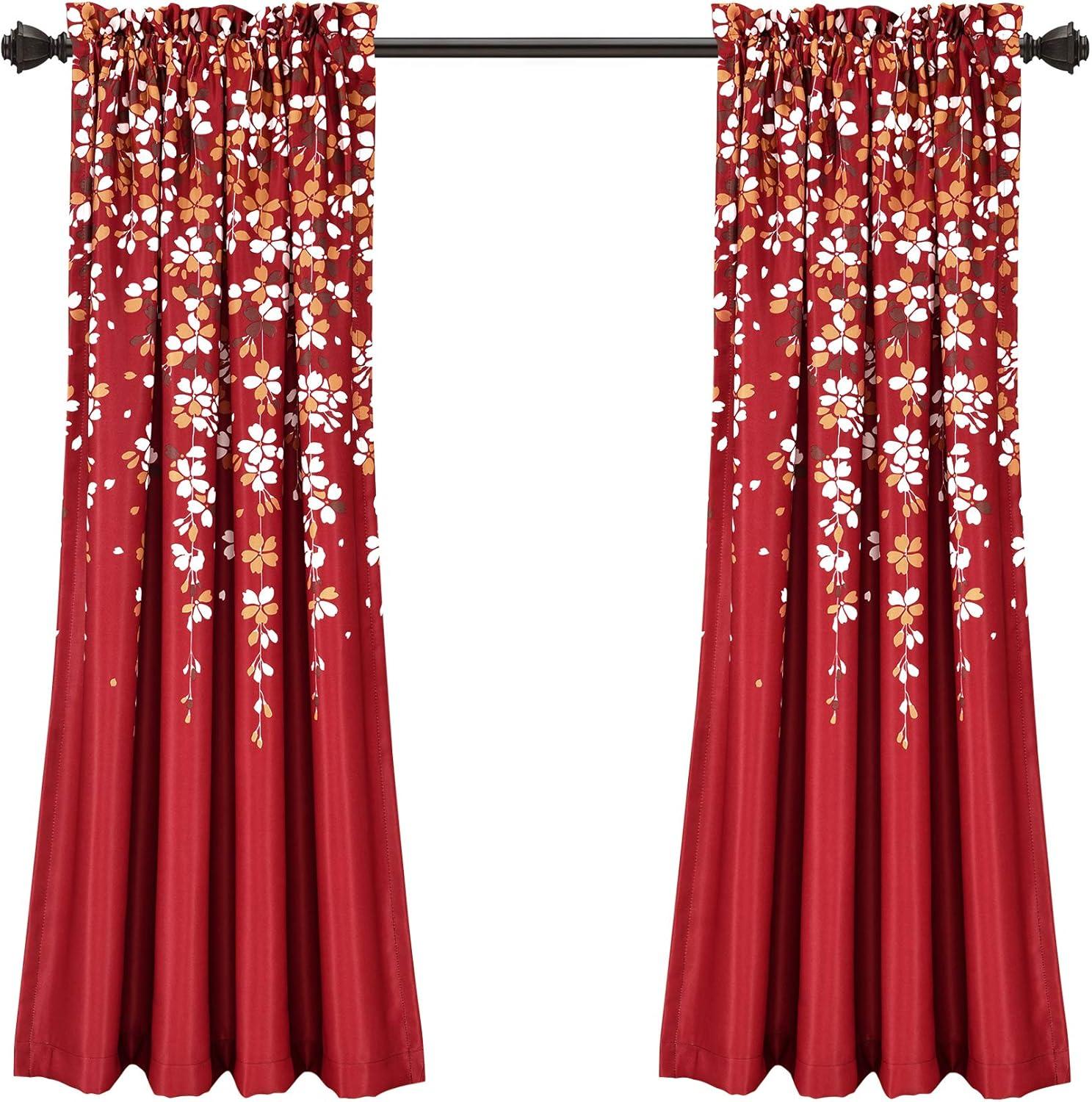 Lush Decor Weeping Flowers Floral Room Darkening Thermal Rod Pocket Curtain Panels (Set of 2)