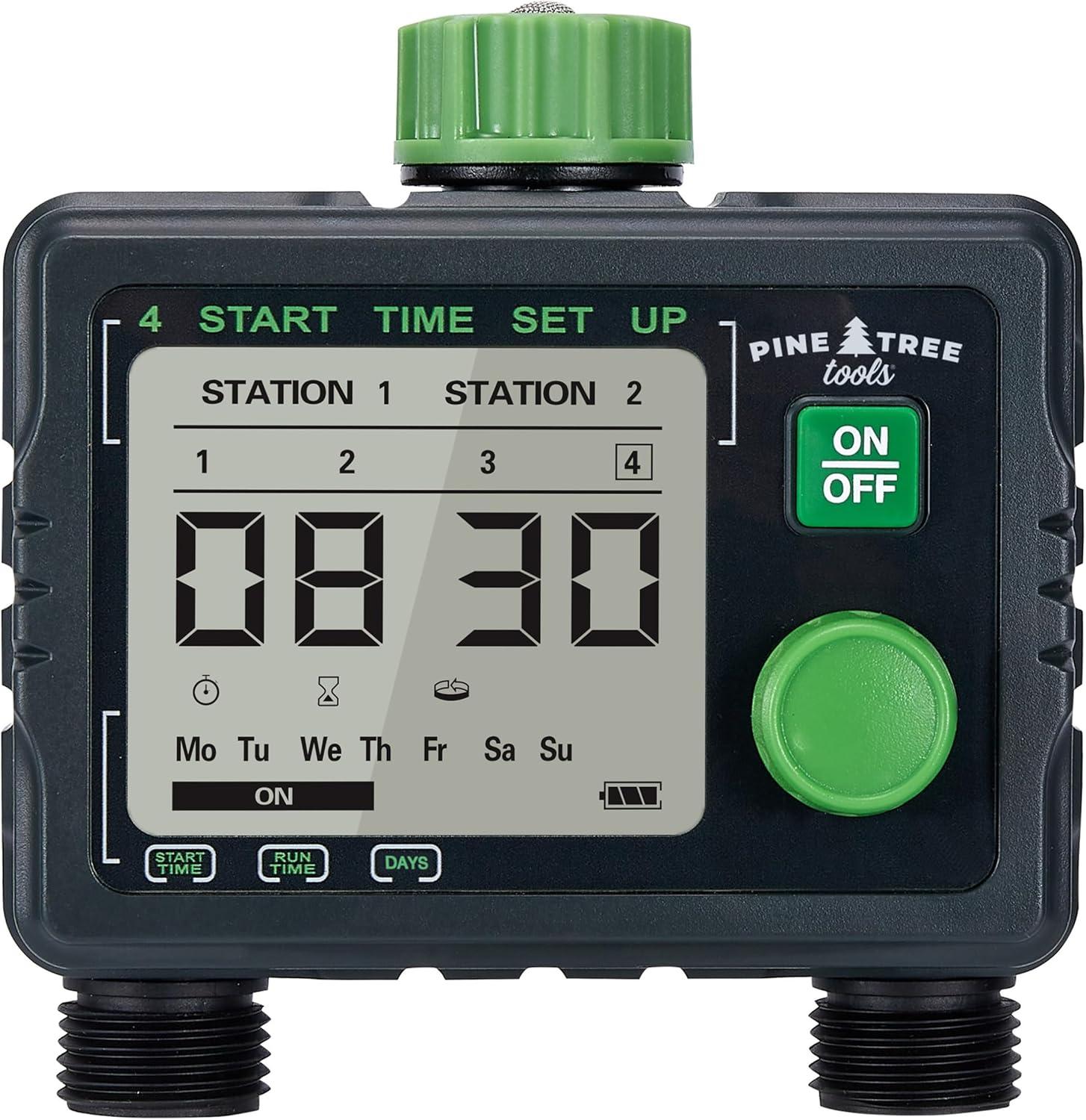 Pine Tree Tools Programmable Hose Timer- 2 Outlet, Black