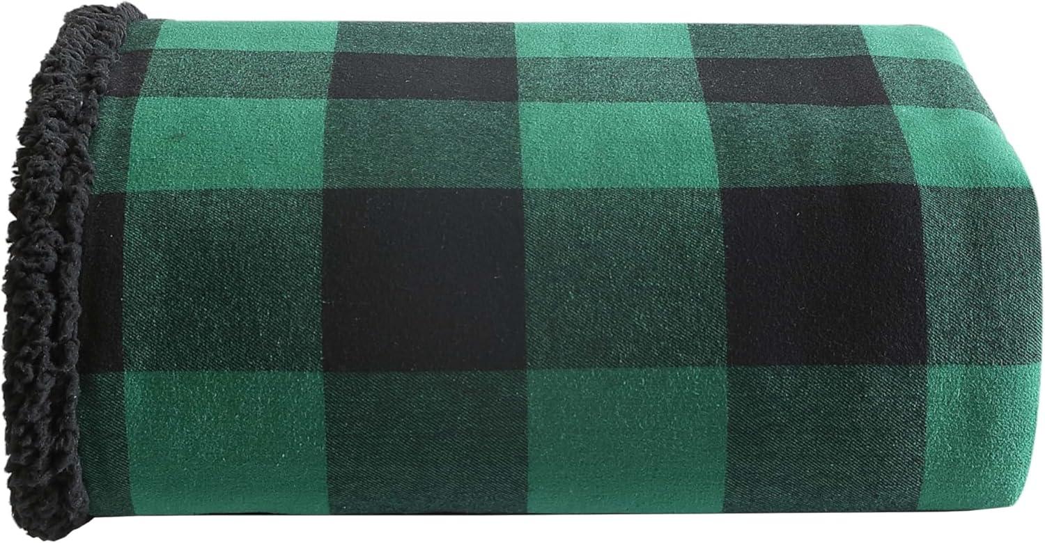 Eddie Bauer Cabin Plaid Flannel/Sherpa Throw Blanket