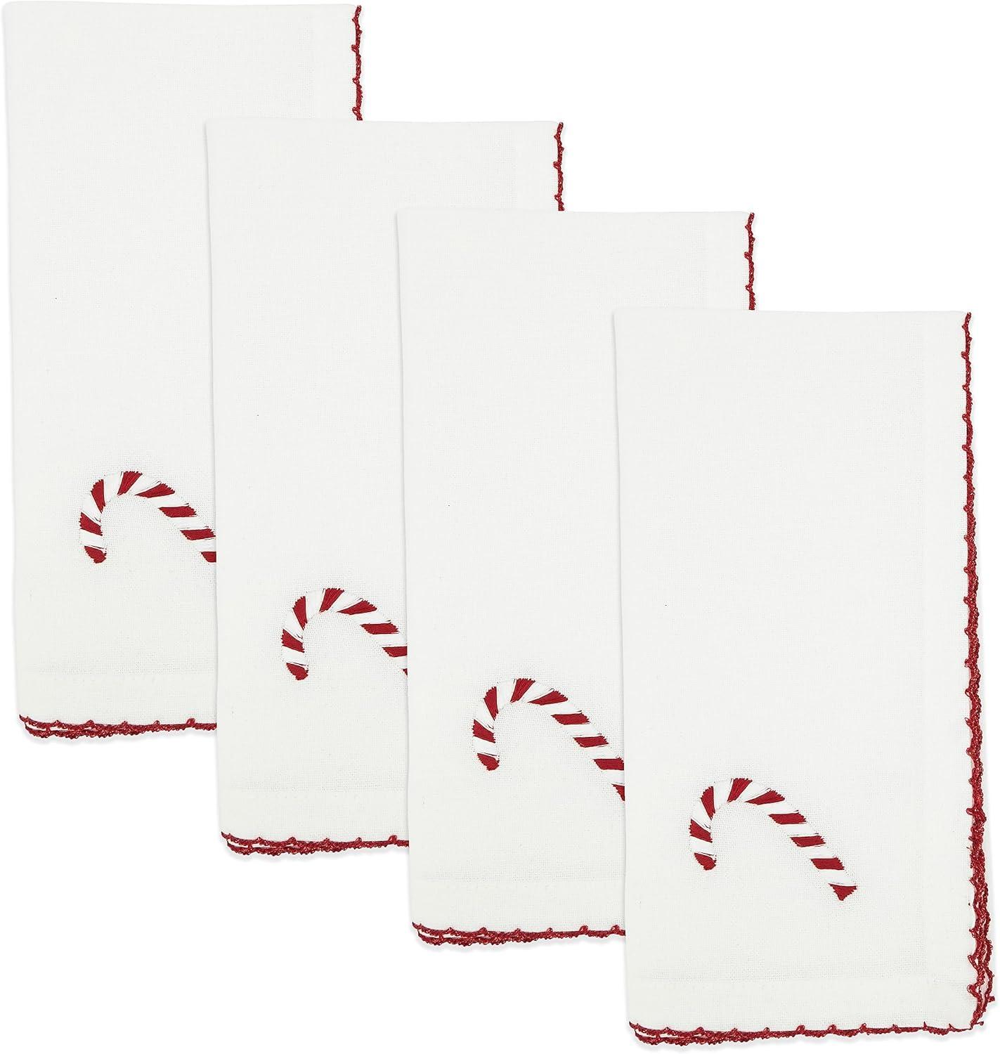 Winter Wonderland Whip Stitch Candy Cane Napkin (Set Of 4)