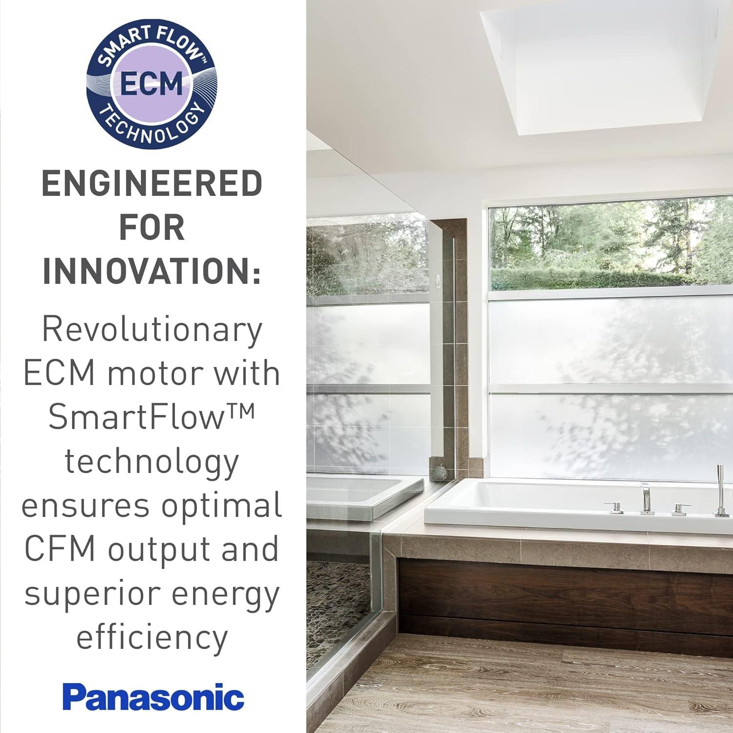 Panasonic WhisperCeiling Bathroom Exhaust Fan with Dimmable LED Light, 110-130-150 CFM, FV-1115VQL1