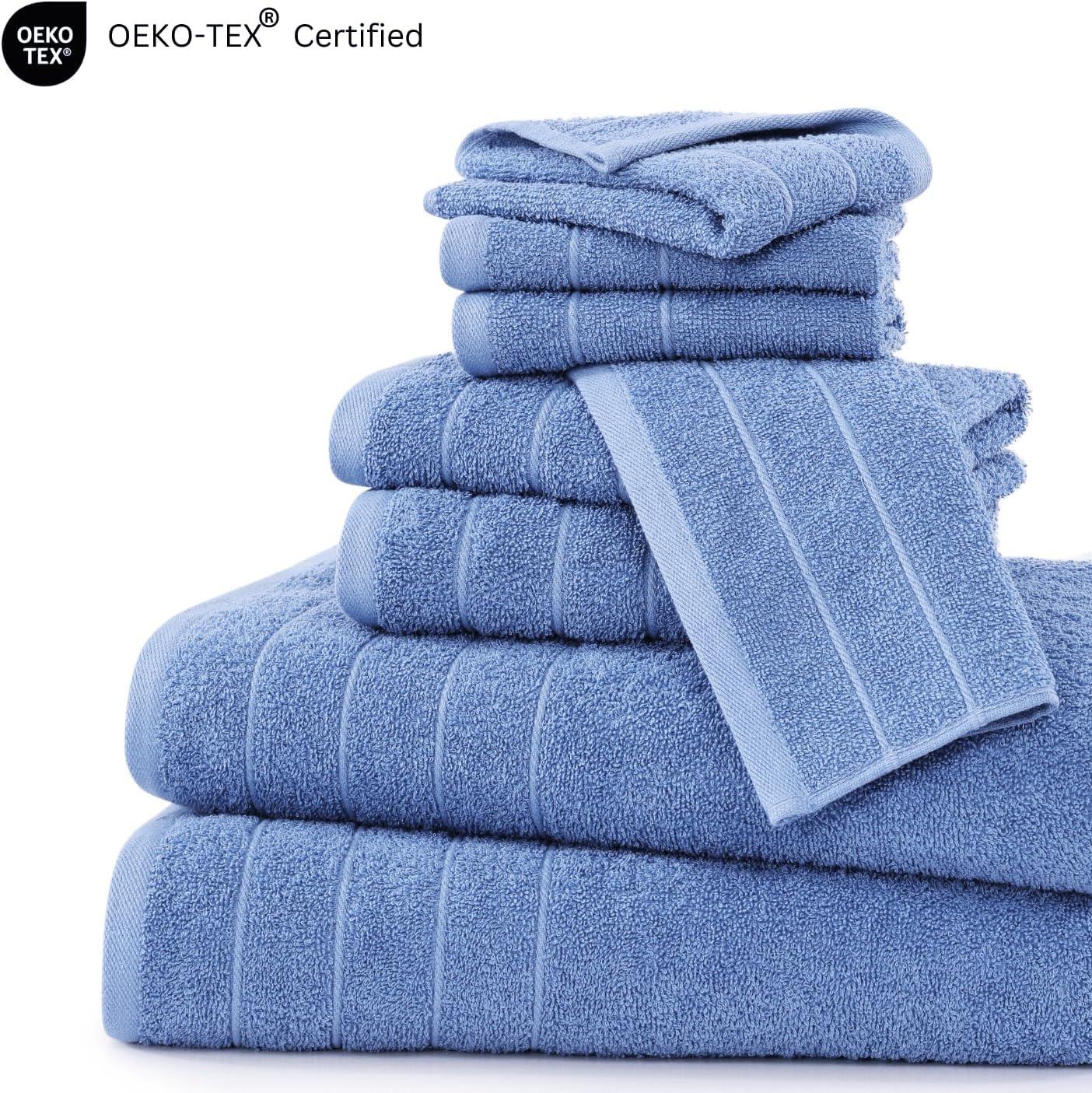 Cerulean Blue 8-Piece Cotton Towel Set