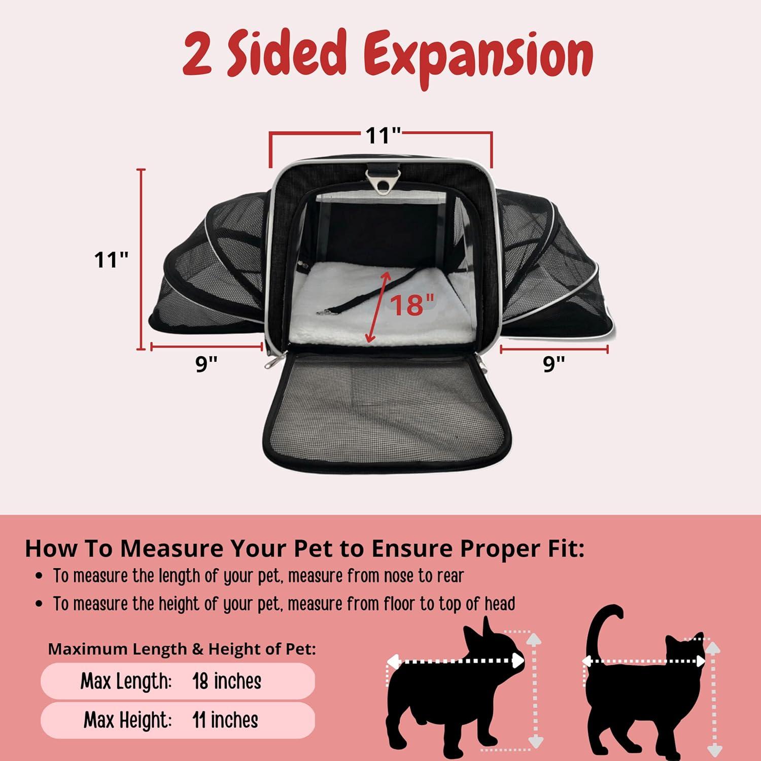 Ruff Life Airline Approved Expandable Premium Pet Carrier on Wheels- Two Sided Expandable Rolling Carrier- Designed for Dogs & Cats- Extra Spacious Soft Lined Carrier! - Pink