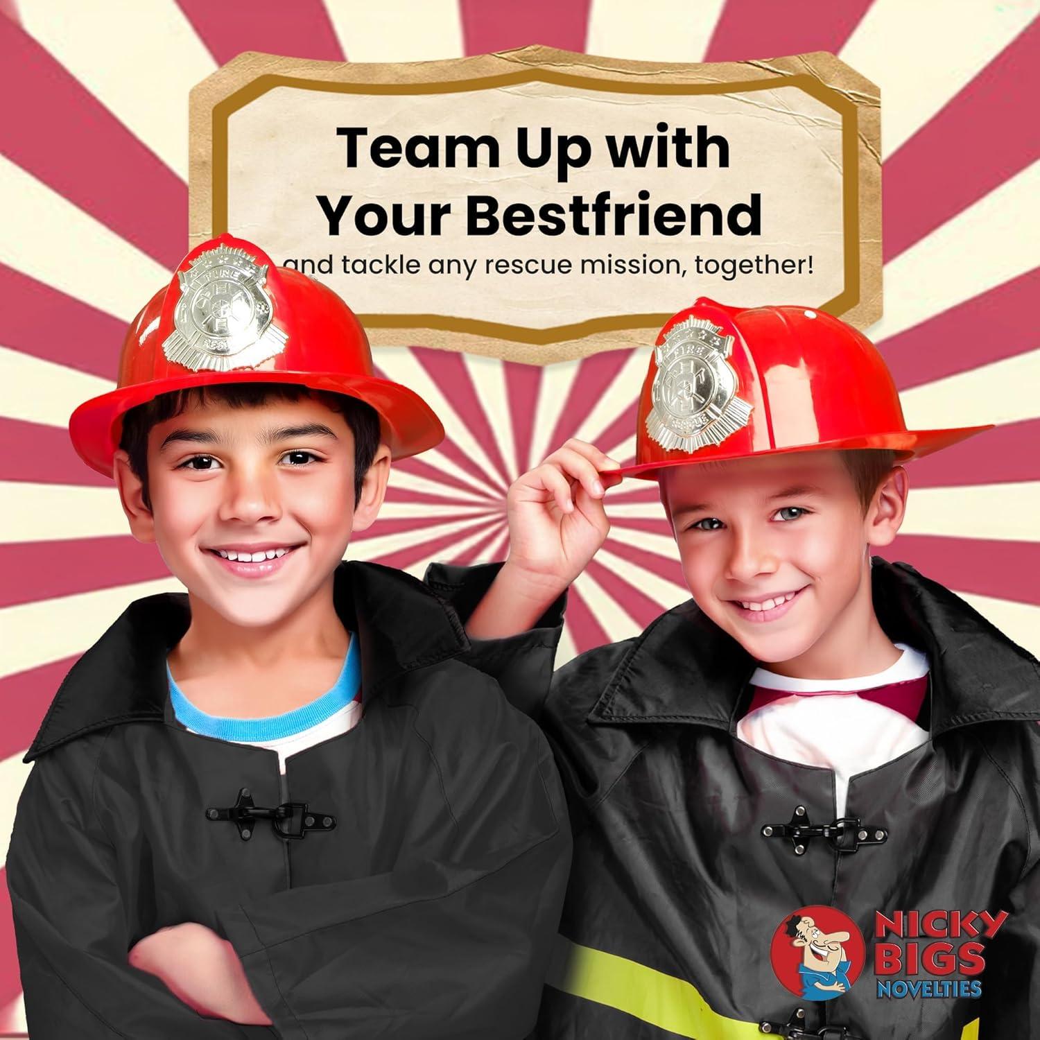 Nicky Bigs Novelties Child Deluxe Red Firefighter Helmet Costume Accessory Kids Fireman Hat Costume