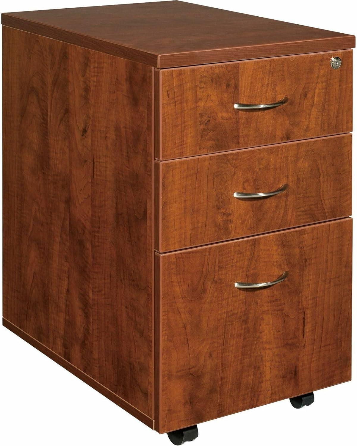 3 Drawers Vertical Wood Composite Lockable Filing Cabinet, Cherry