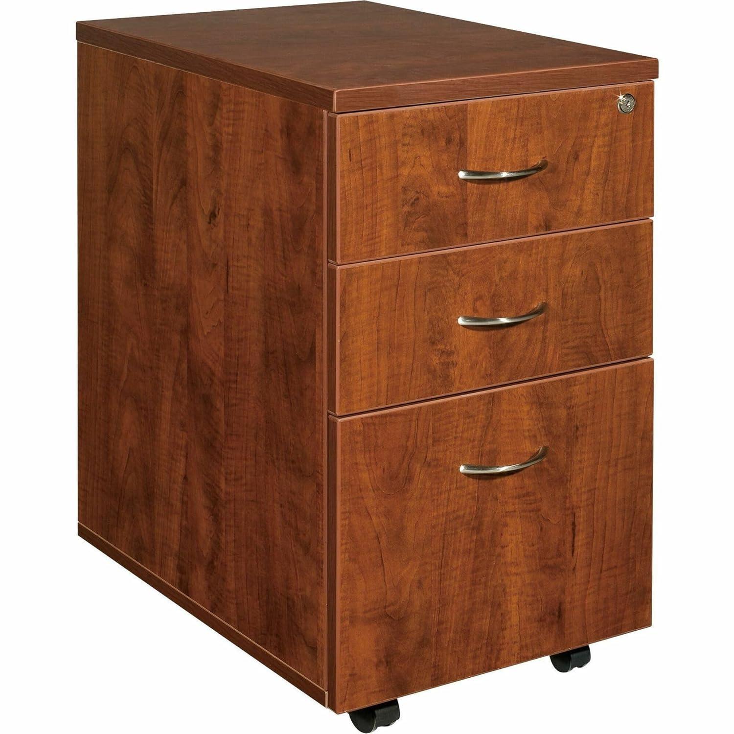 3 Drawers Vertical Wood Composite Lockable Filing Cabinet, Cherry