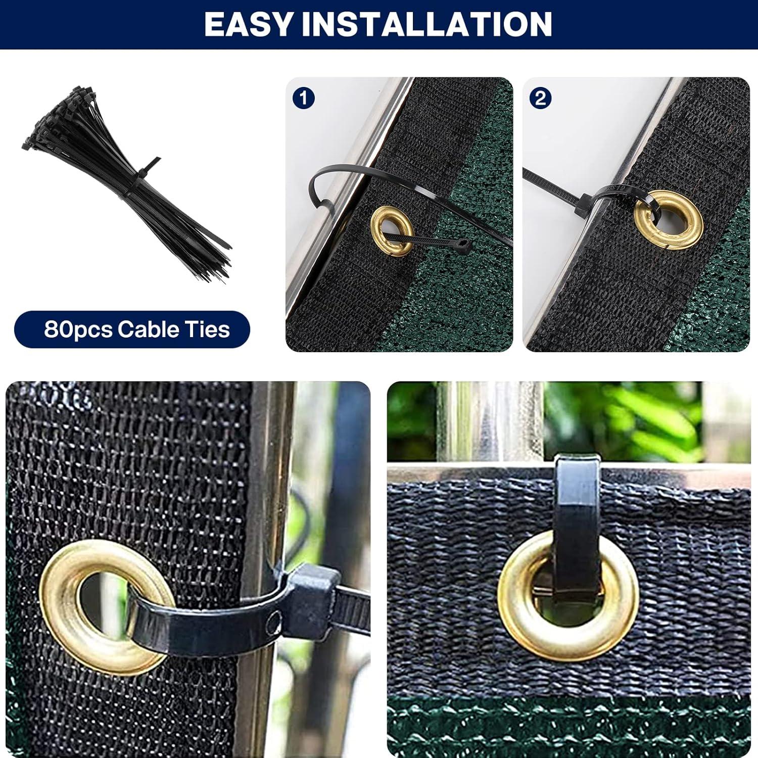 SEALTECH Ultra Heavy Duty 200 GSM Privacy Fence Screen – Non-Recycled Polyethylene Mesh Shade Net with Bindings & Rustproof Grommets - 90% + Blockage Includes Cable Zip Ties. (Green 6'X50')