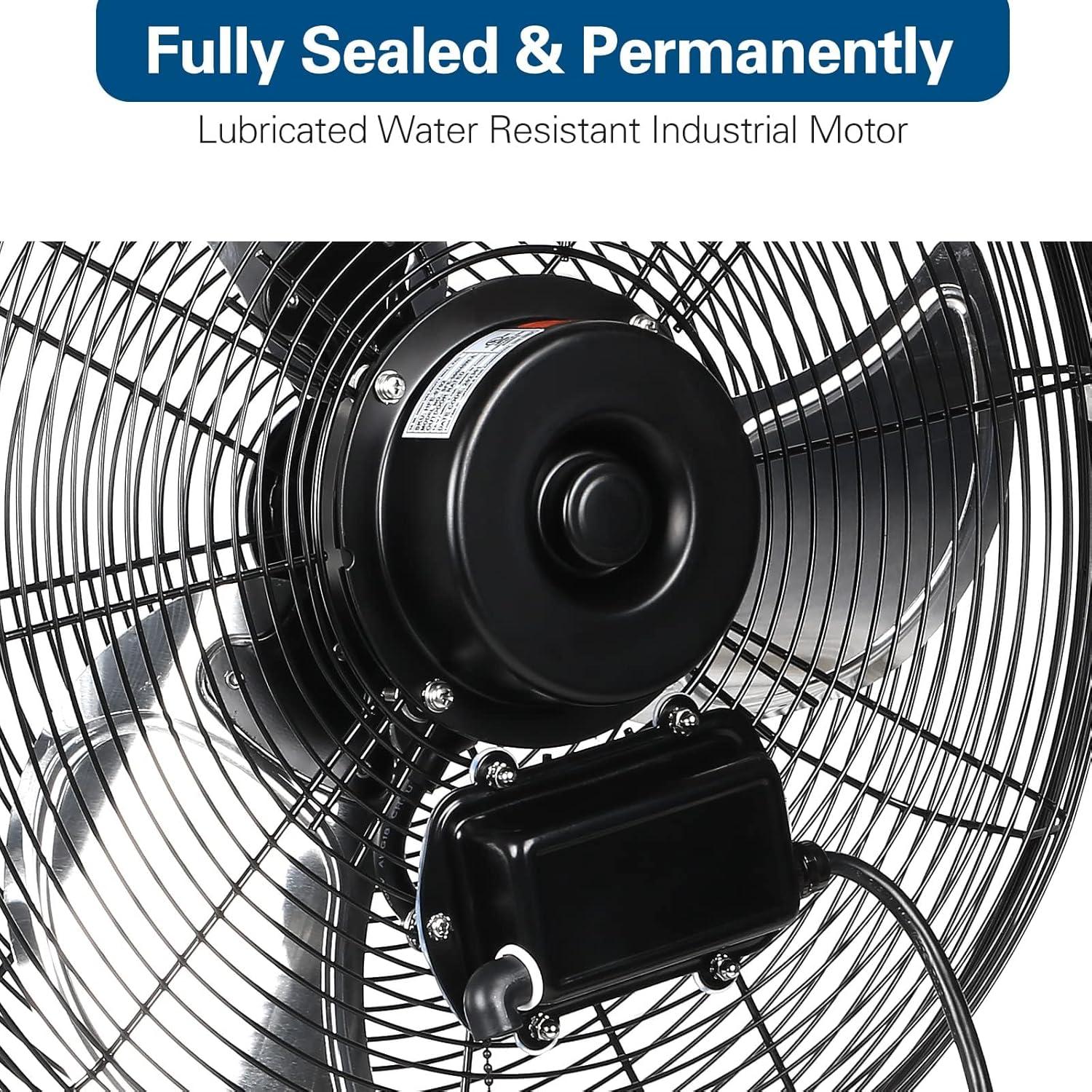 BILT HARD 18" Industrial Wall Mount Fan, 3-Speeds High Velocity Wall Fan with Sealed Motor, 4300 CFM Heavy Duty Metal Barn Fans