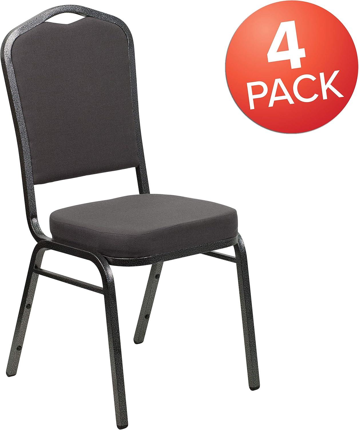 Hercules Series Stacking Banquet Event Chairs with Padded Seats, Set of 4, Gray