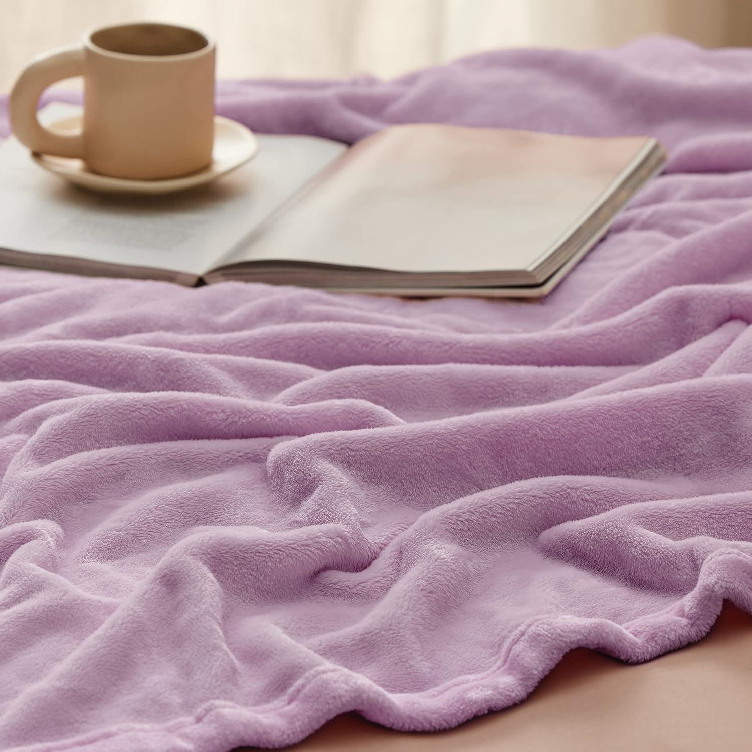 Bedsure Fleece Throw Blanket for Couch Lilac - Lightweight Plush Fuzzy Cozy Soft Blankets and Throws for Sofa, 50x60 inches