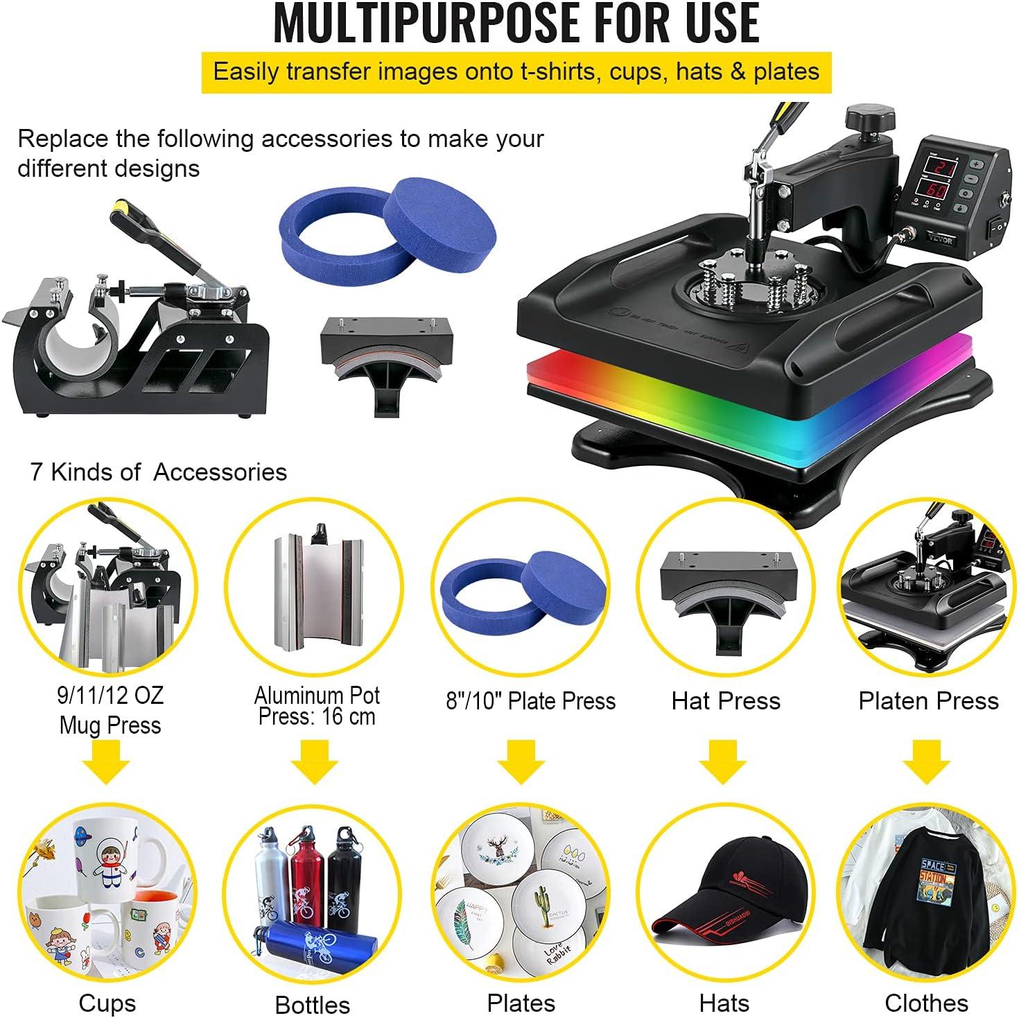 VEVOR Heat Press Machine, 8in1 Heat Press, 800W Sublimation Machine
