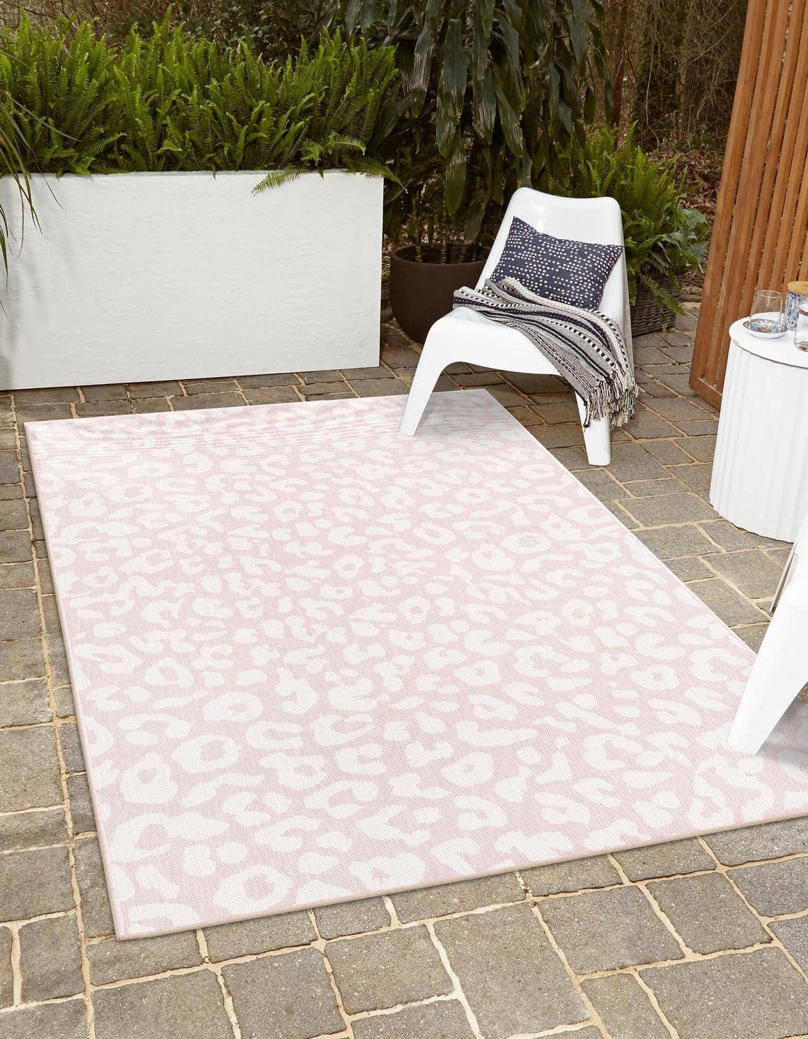 Unique Loom Outdoor Safari Leopard Animal Print Woven Area Rug