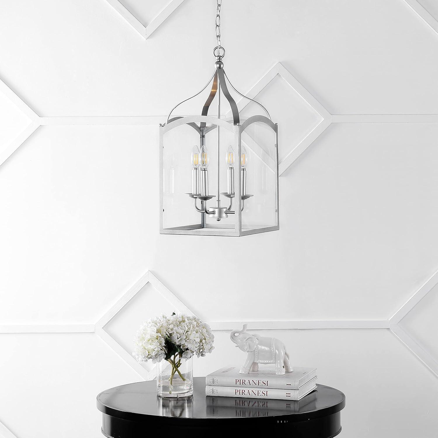 Ruth 4-Light Silver Glass LED Lantern Chandelier