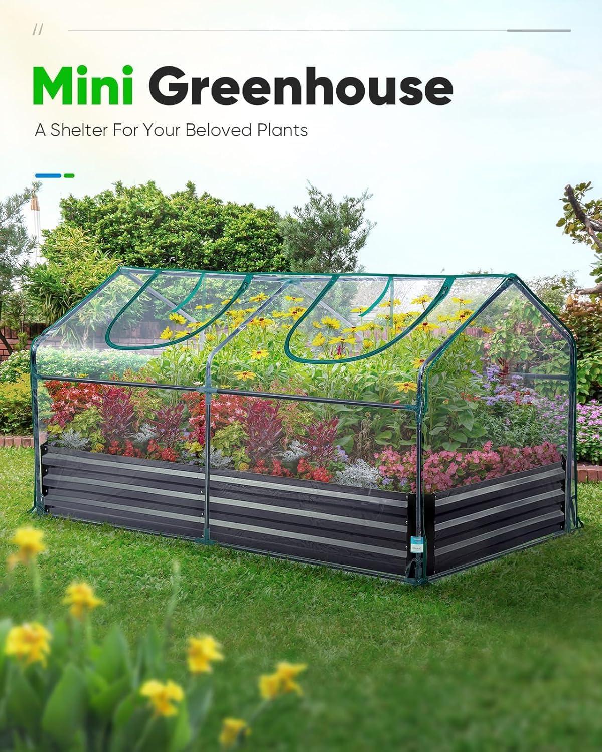 Green Steel Frame Mini Cloche Greenhouse with PE Cover