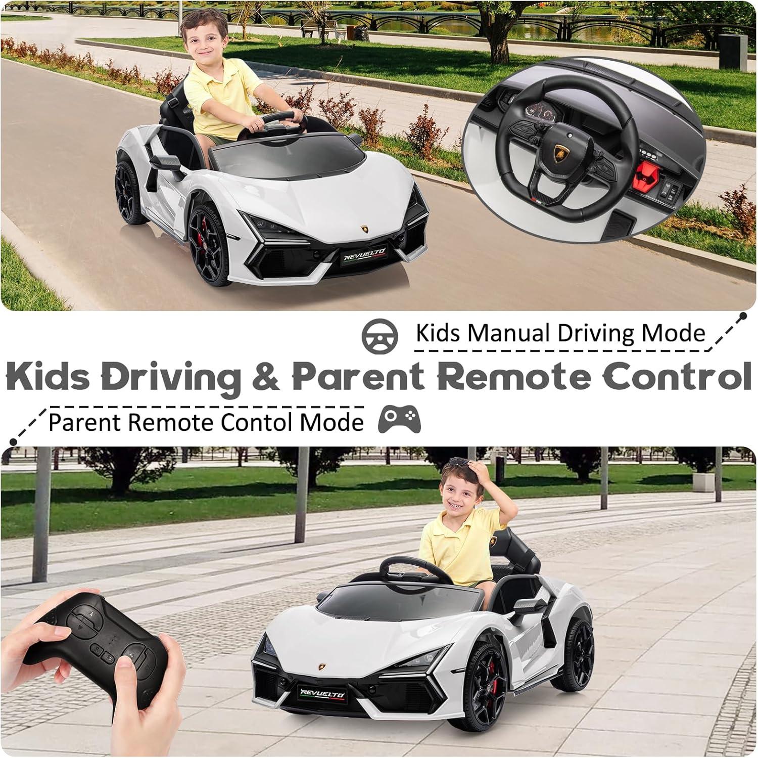 Hetoy 12V Kids Ride On Car, Licensed Lamborghini Revuelto Electric Car For Kids