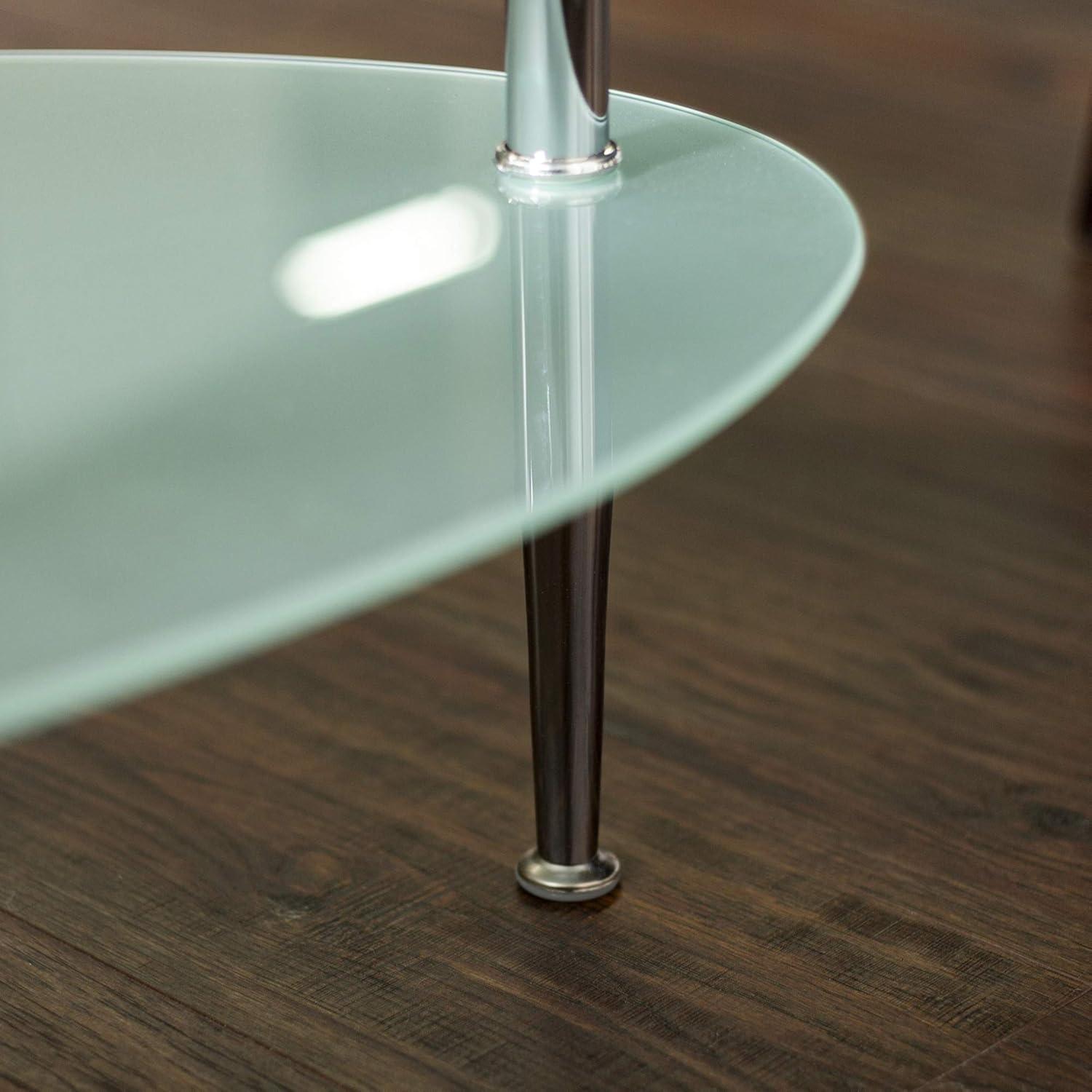 Walker Edison Mid-Century Modern Oval Glass Coffee Table