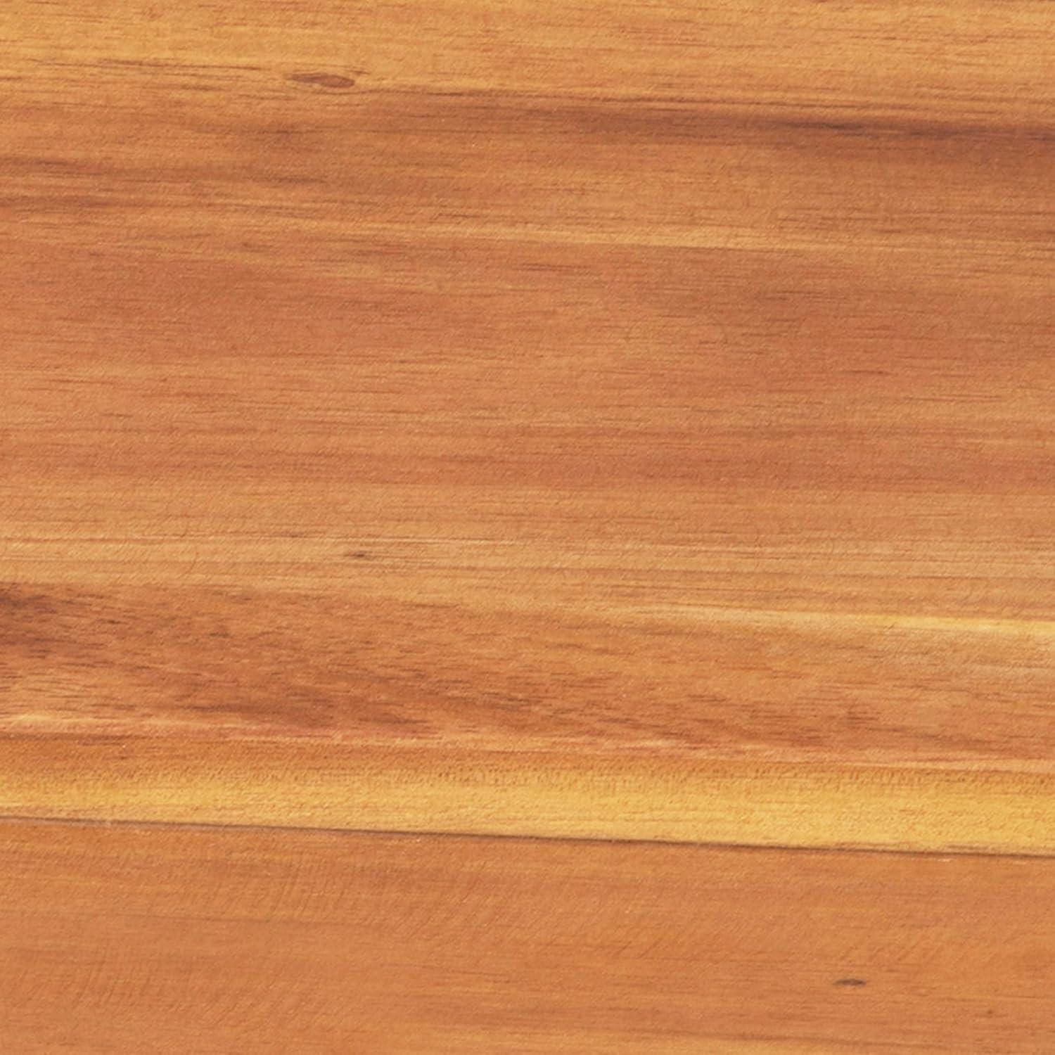 Flash Furniture Martindale Solid Acacia Wood Patio Dining Bench for 2 with Slatted Top and Black Flared Wooden Legs in a Natural Finish