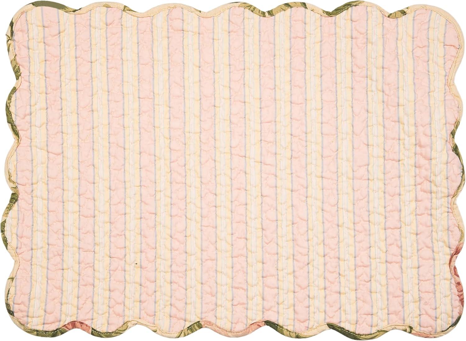 C&F Home 13" x 19" Journee Reversible Quilted Vintage Floral Scalloped  Spring & Summer Dining Tabletop Placemats, Set of 6